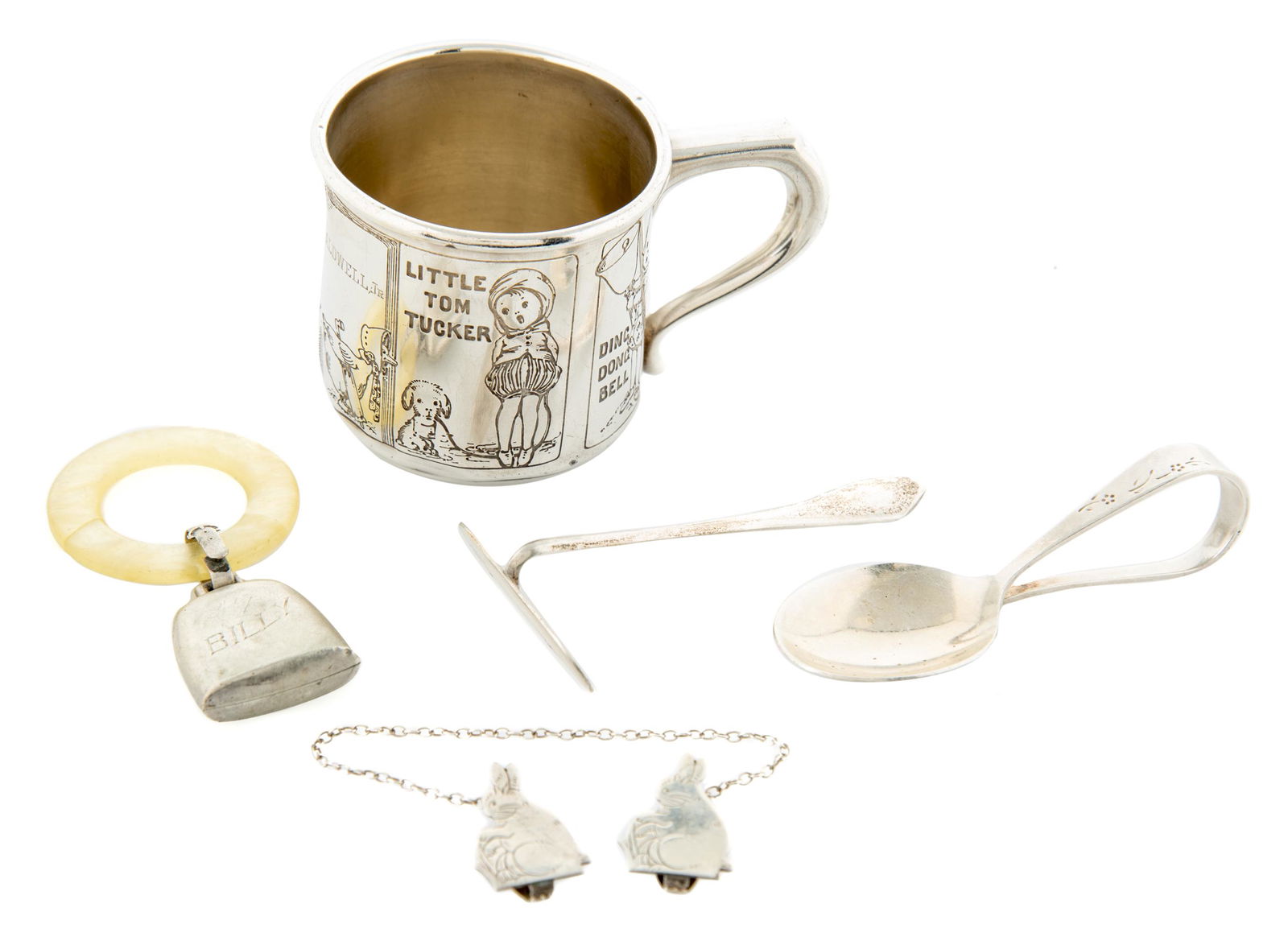 5 Pcs Silver Baby Items (1 of 4)