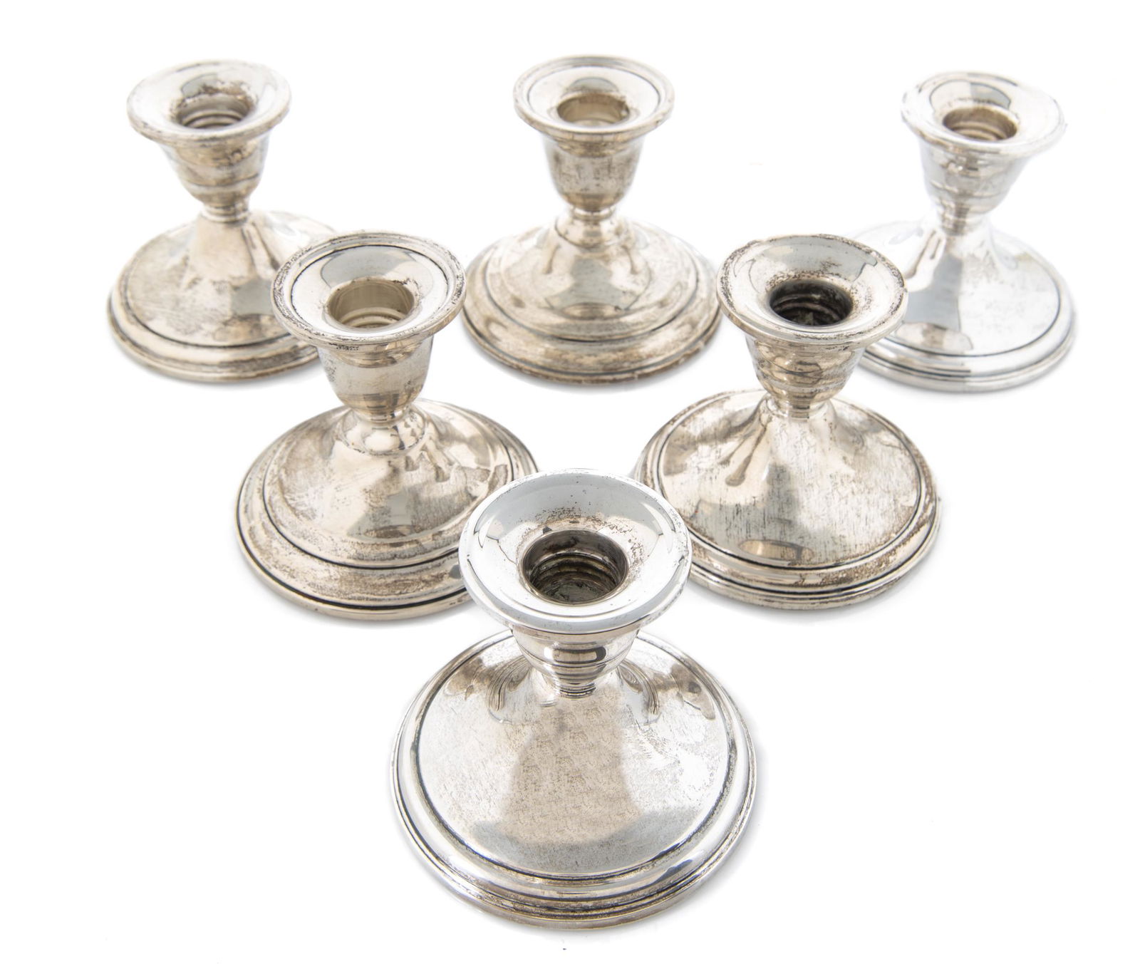 6 Weighted Sterling Candlestick Holders (1 of 2)