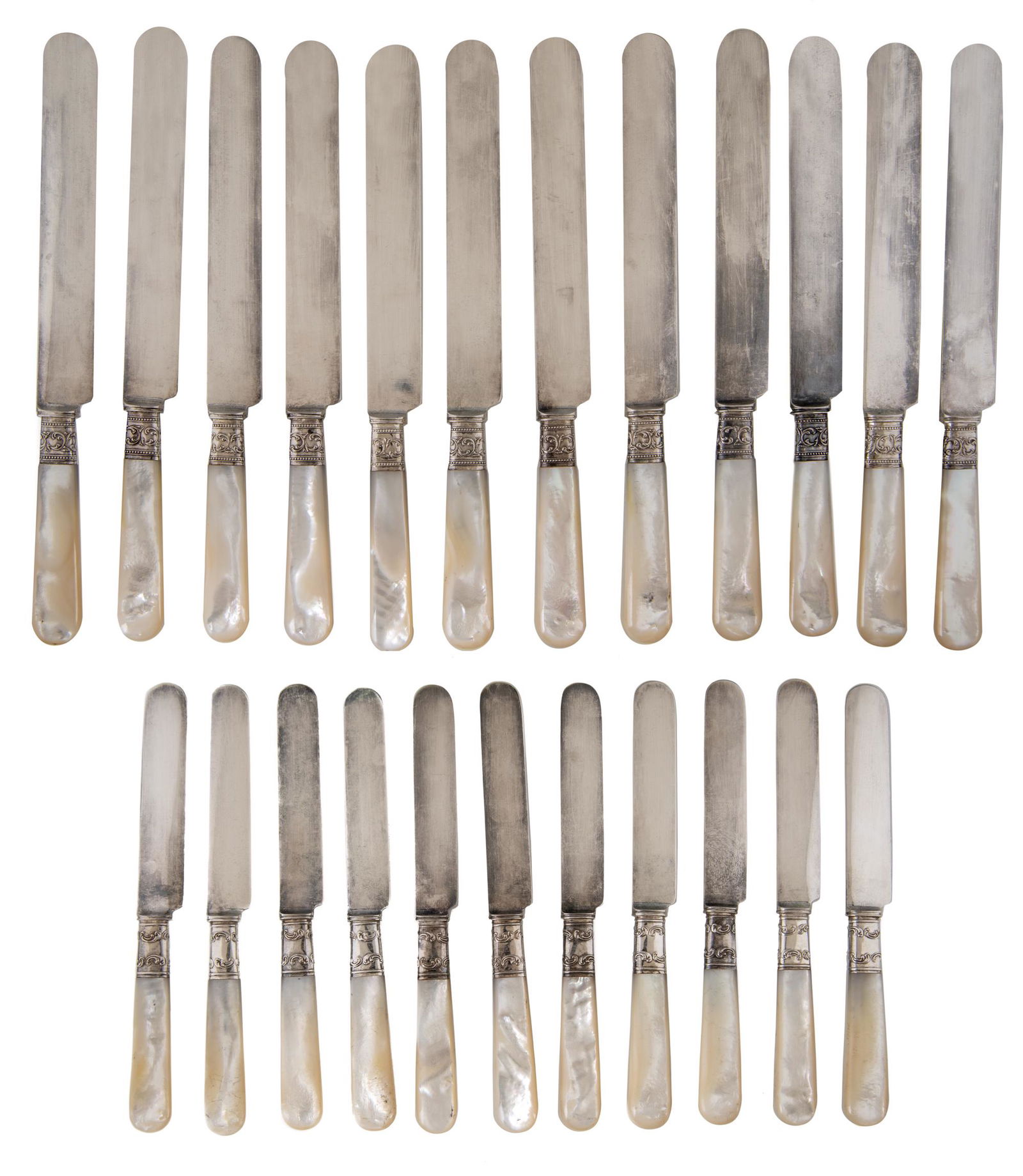 24 Pcs Landers Frary & Clark Sterling & MOP Knives (1 of 3)