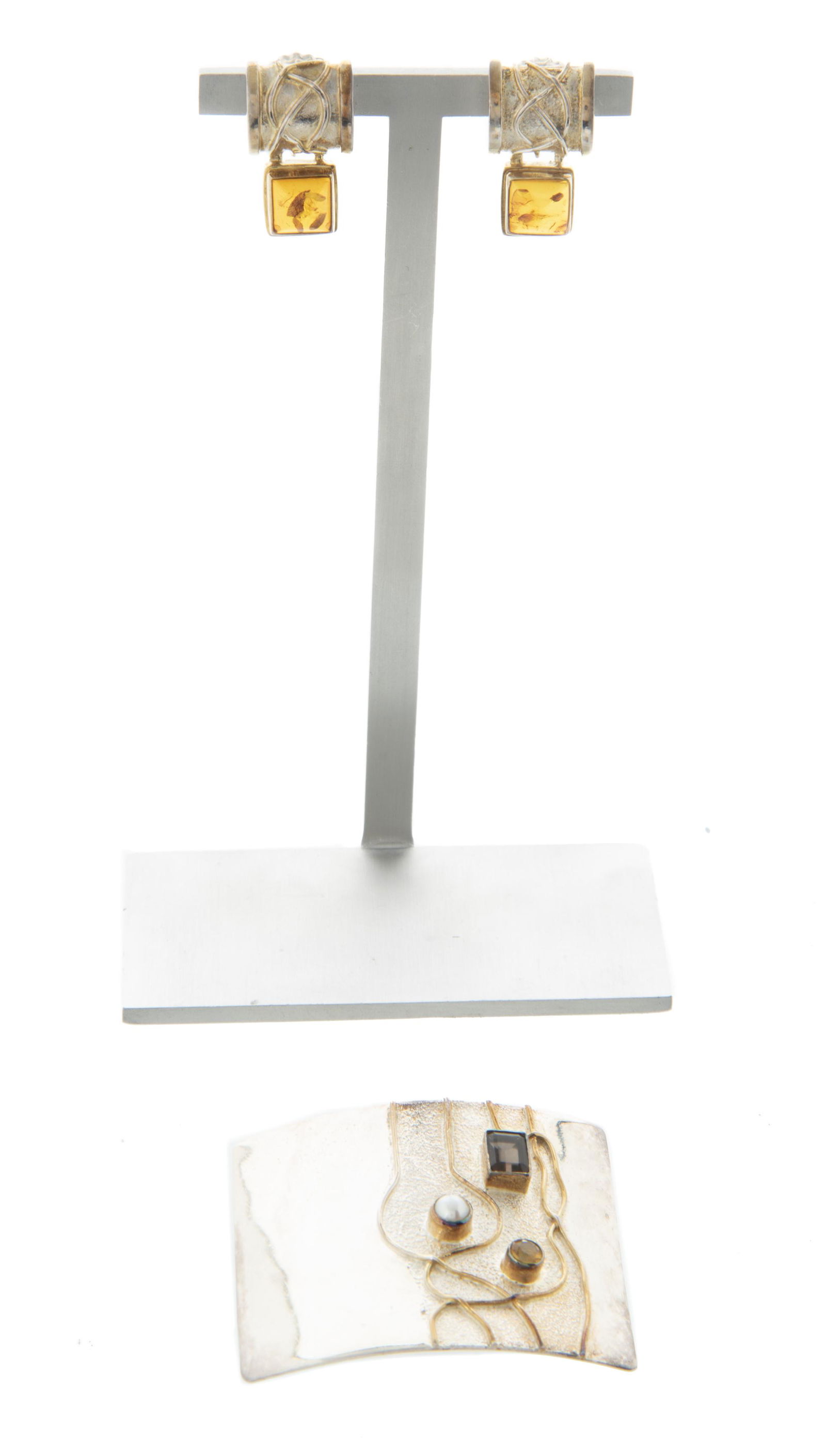 Modernist Brooch & Earrings (1 of 4)