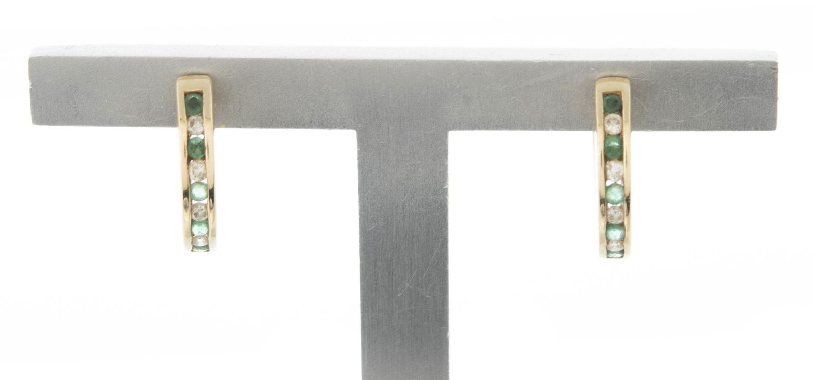 14K Emerald & Diamond Hoop Earrings (1 of 3)