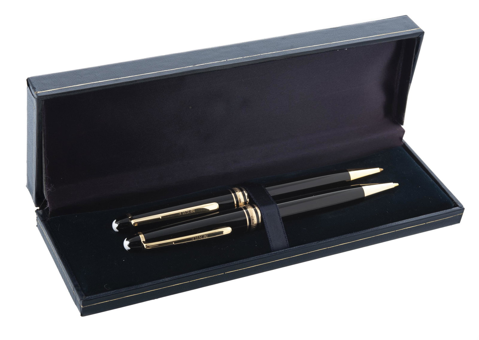 Montblanc Meisterstuck Pen & Pencil Set: DESCRIPTION: Montblanc Meisterstuck ball point pen and pencil set. In Tiffany box.