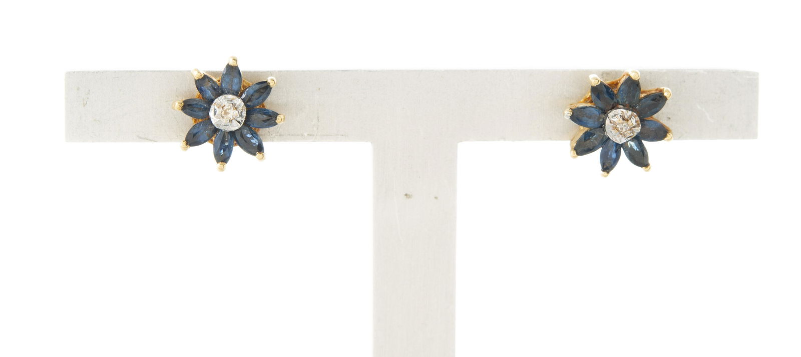 14k Sapphire & Diamond Flower Earrings (1 of 2)