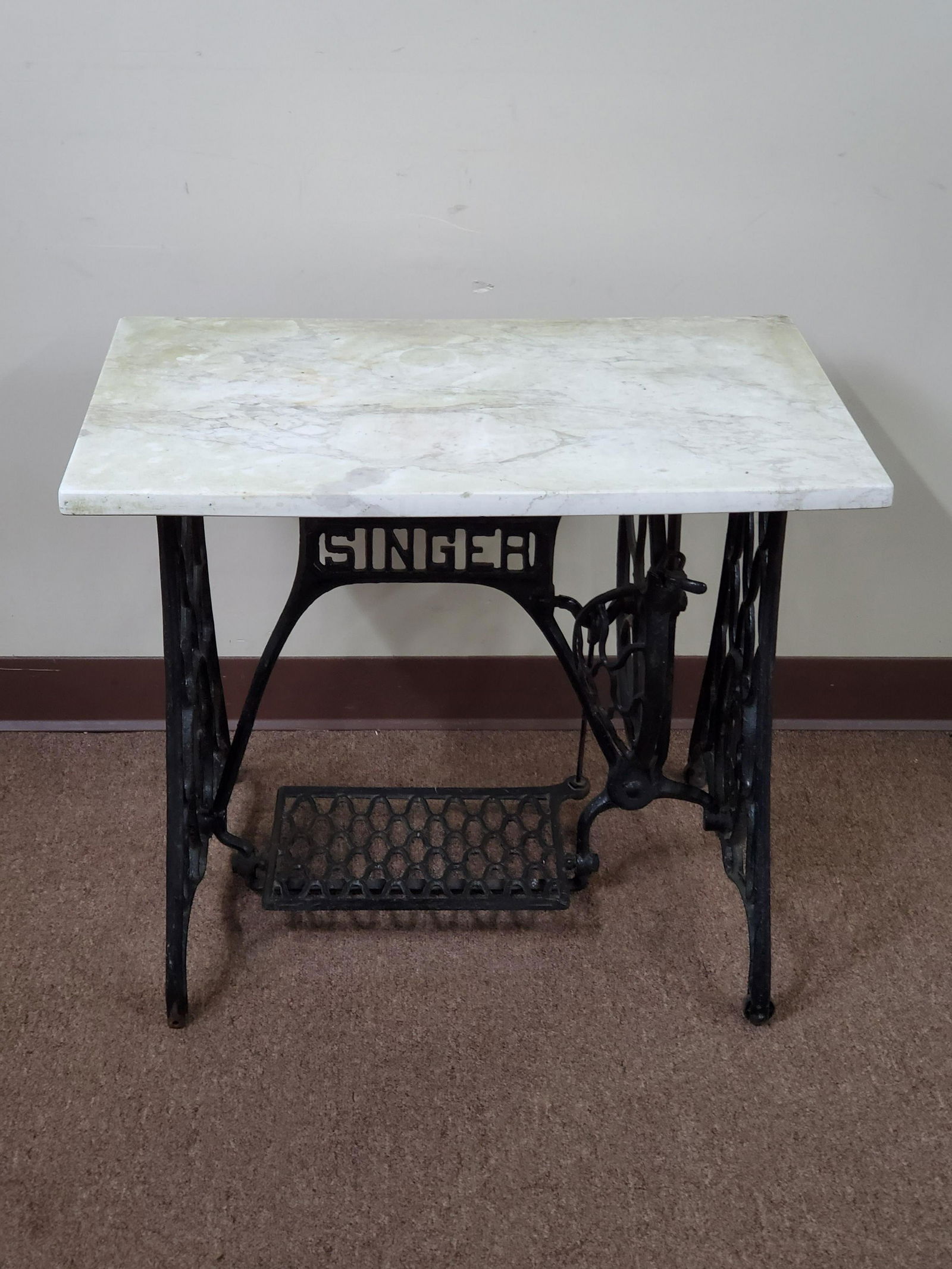 Marble Top Table with Singer Sewing Base (1 of 6)