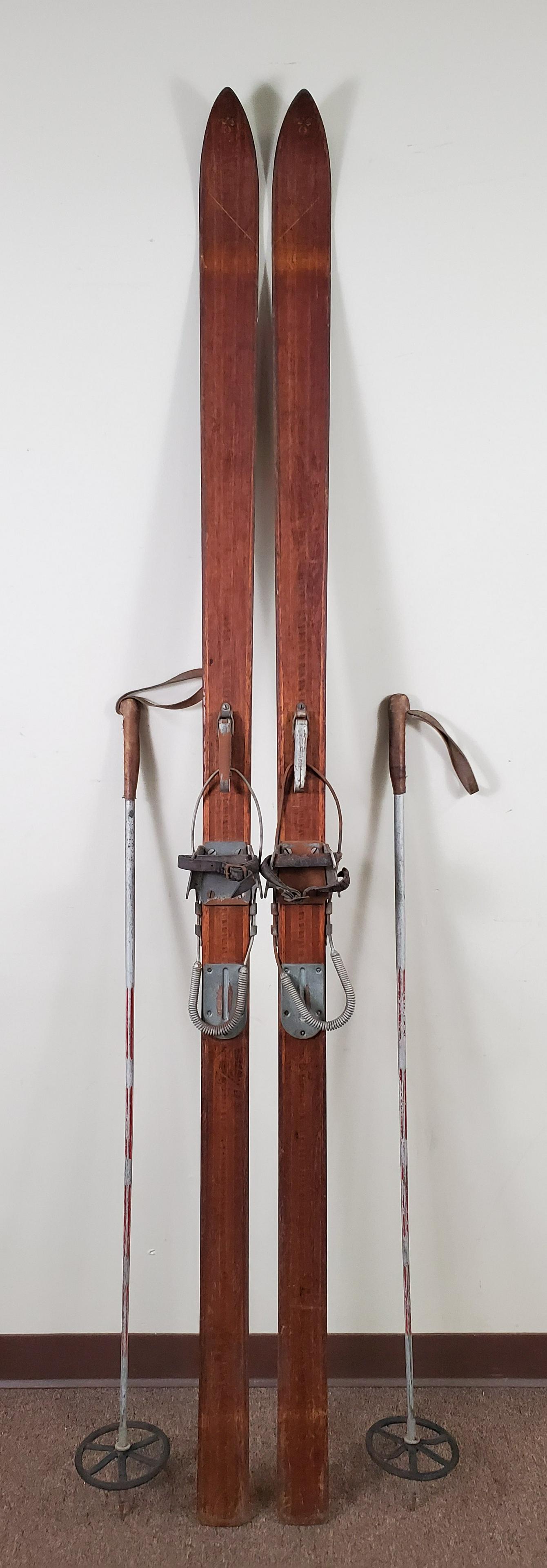 Flexible Flyer Skies with Poles: Dovre Kabel Skis. Skis: 82" long. Pole: 50" long.