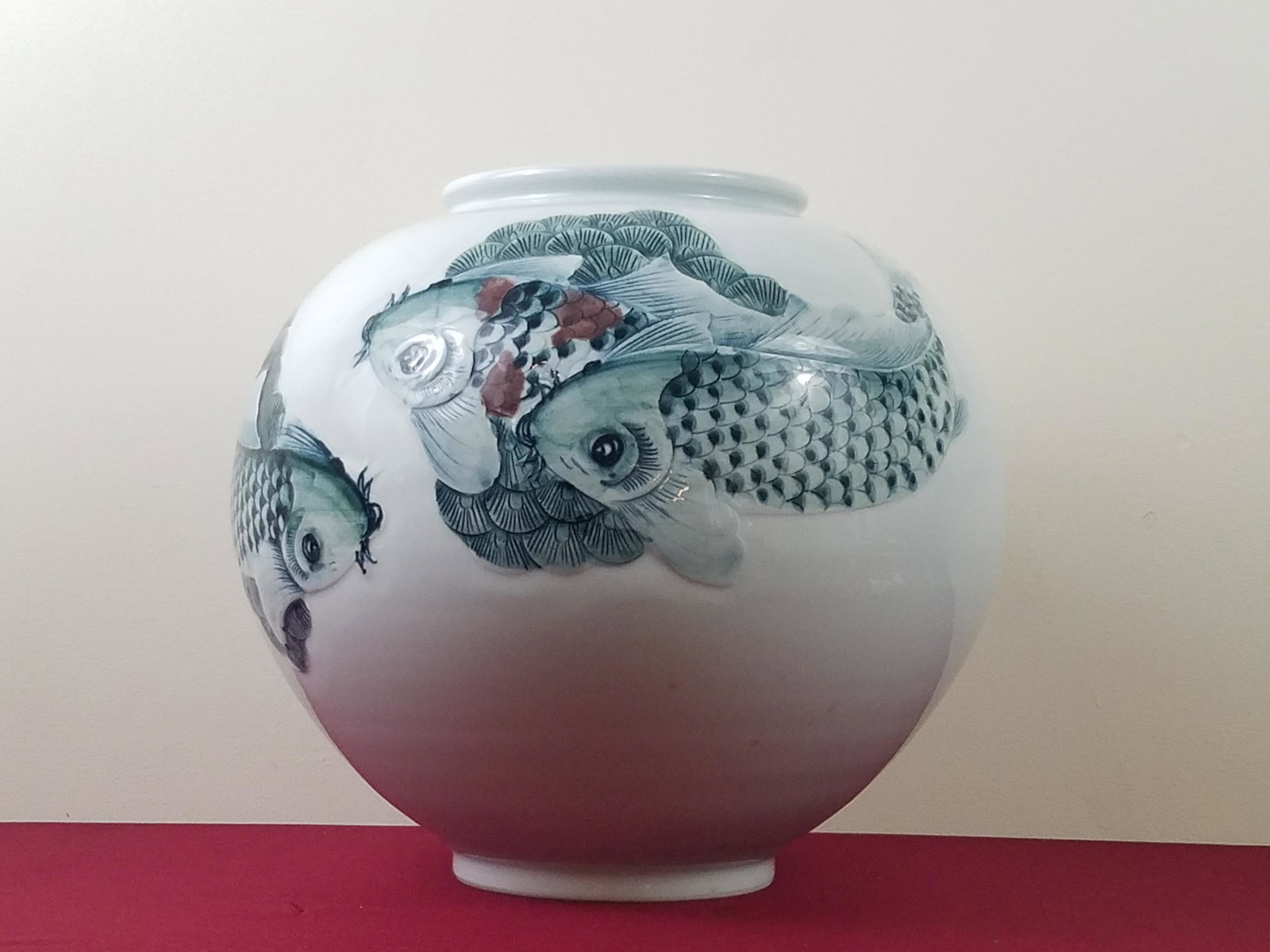 Korean Fish Vase: 15" diameter x 14" high.