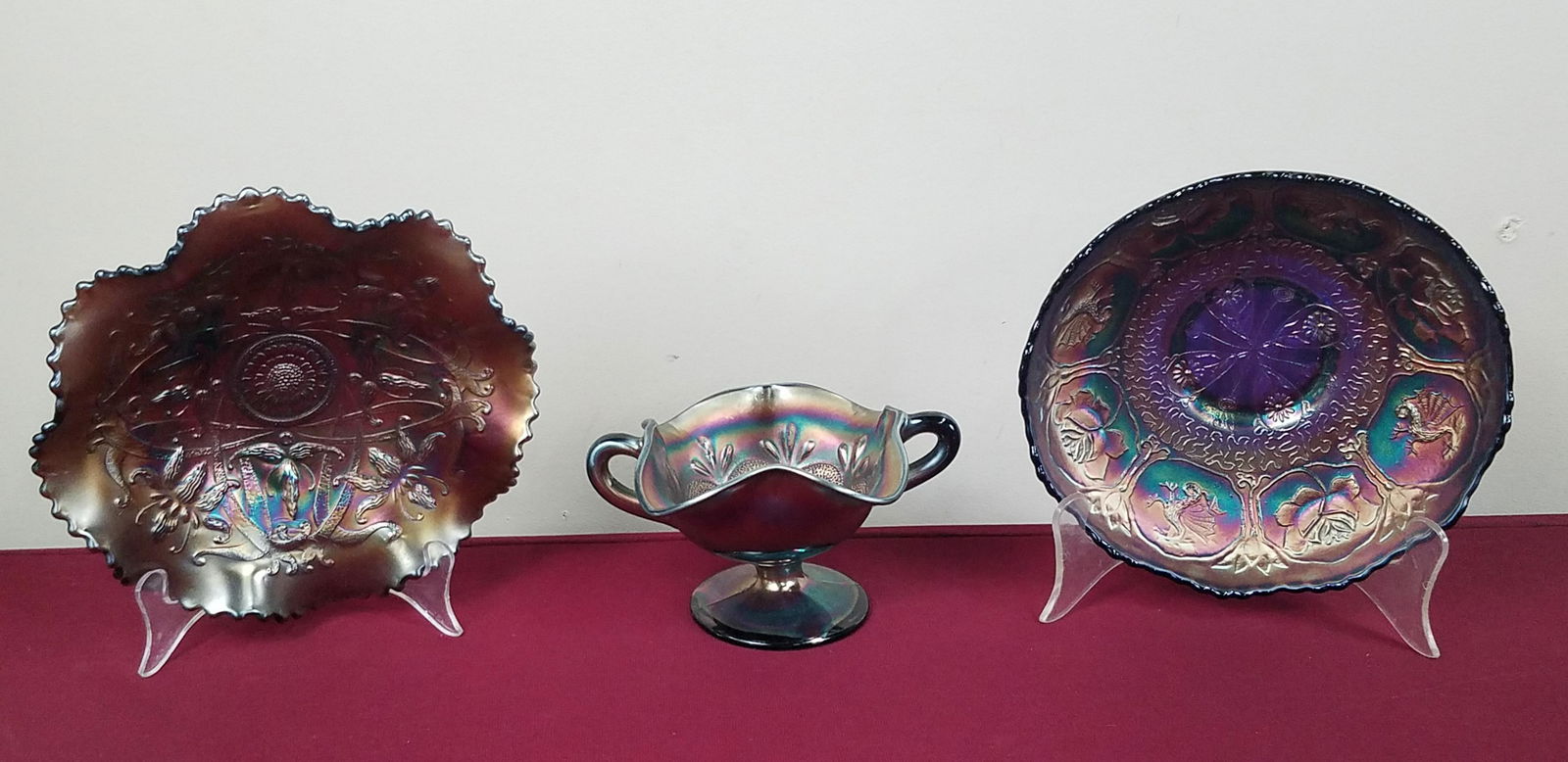 3 Pcs Carnival Glass incl Dragon and Lotus (1 of 5)