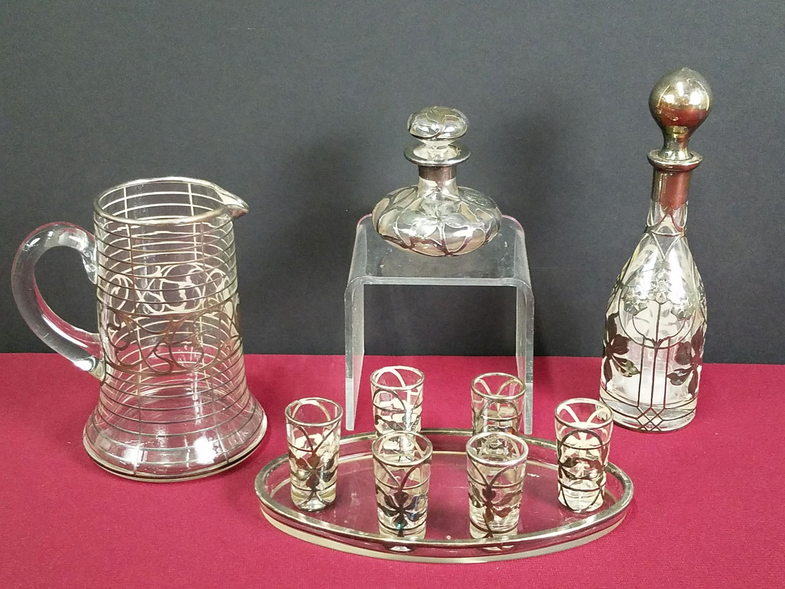 10 Pcs Silver Overlay Glass incl Perfume (1 of 5)