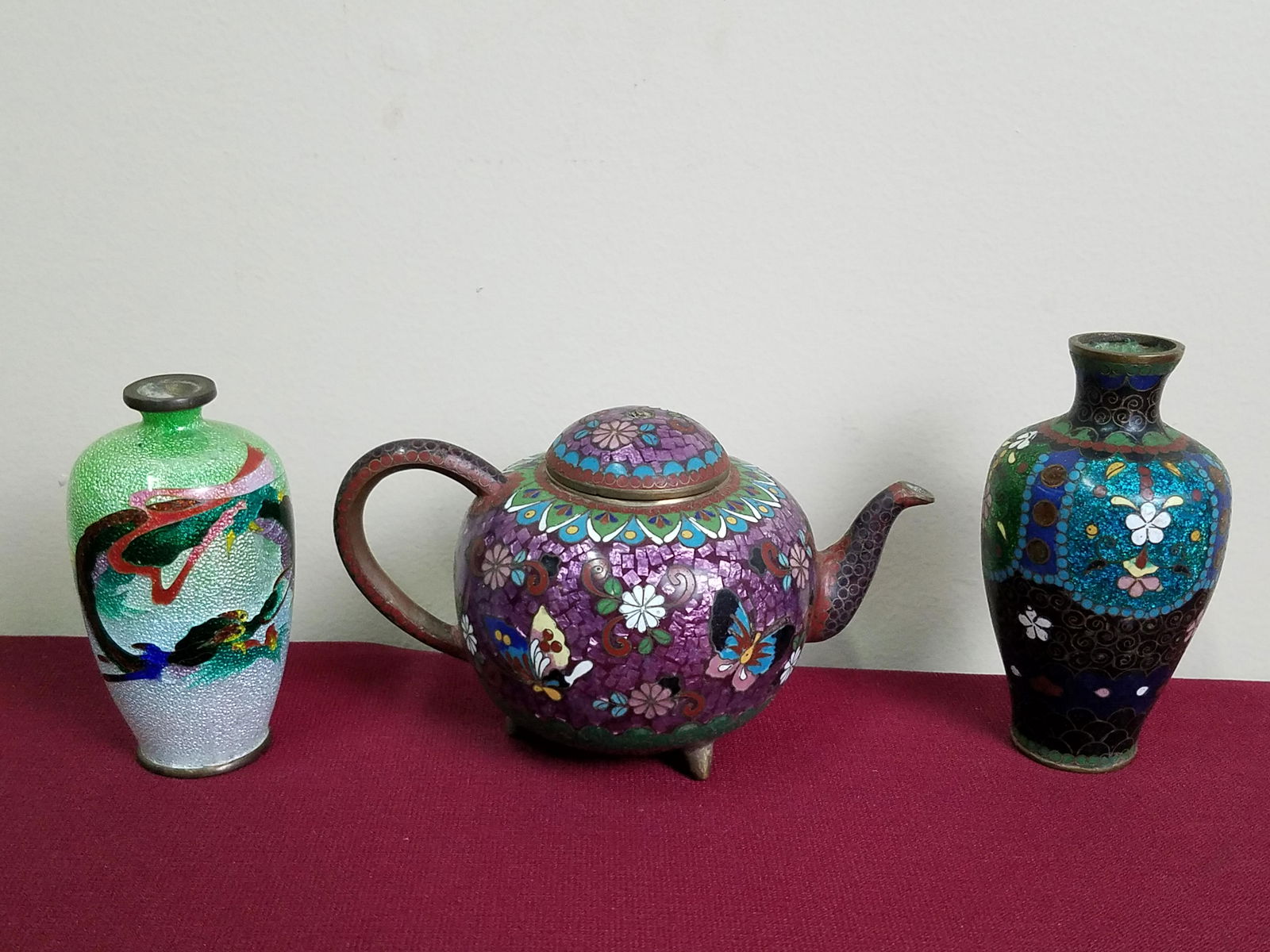 3 Miniatures incl. 2 Cloisonné Vases and Tea Pot (1 of 8)