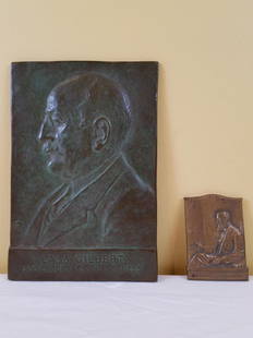 2 Bronze Plaques incl. Lehigh University: Includes Cass Gilbert Society of Arts and Sciences and A + A Packer Lehigh University. 3-1/4" to 9" high.