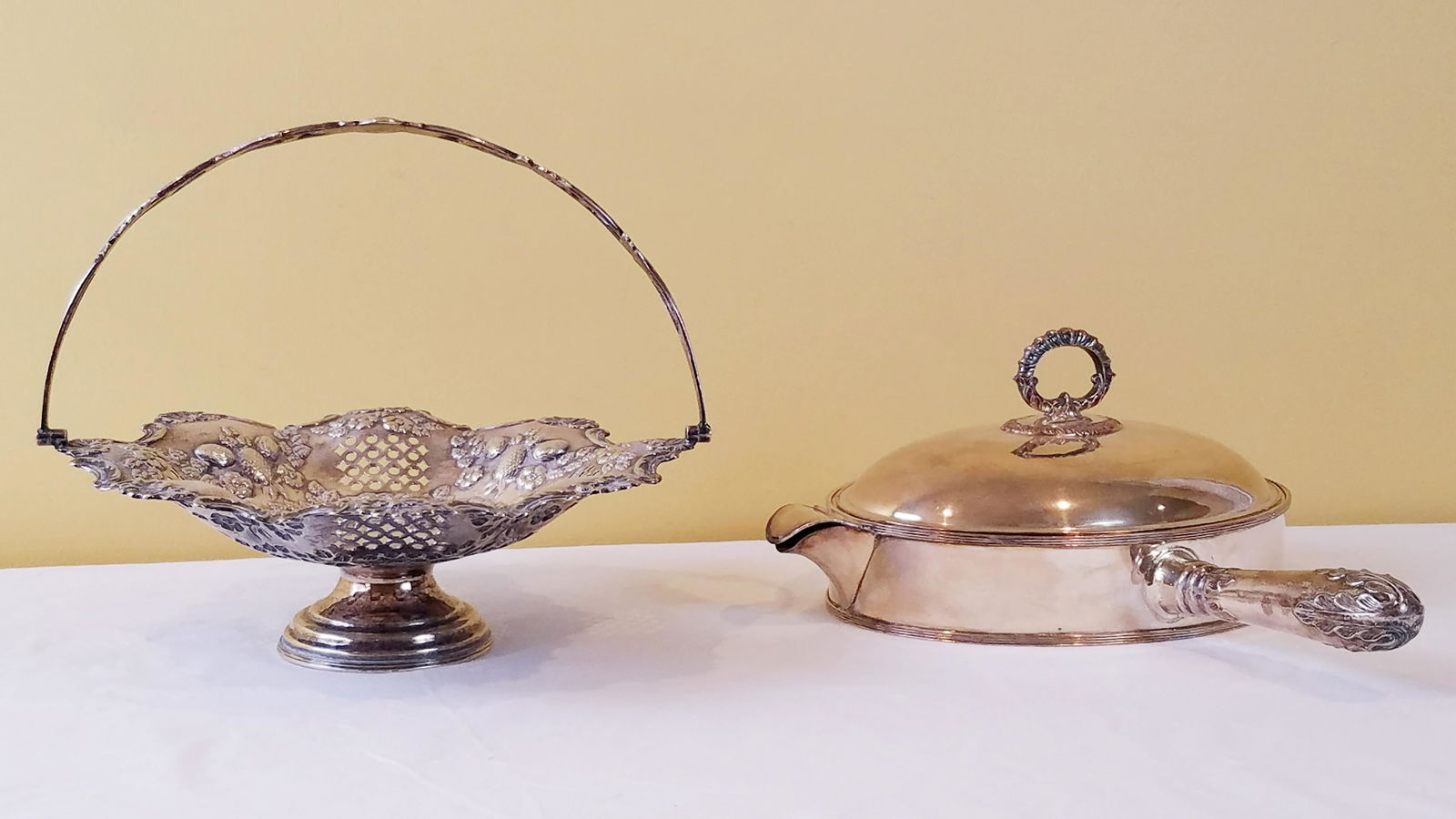 Silverplate Basket and Warming Tray (1 of 6)