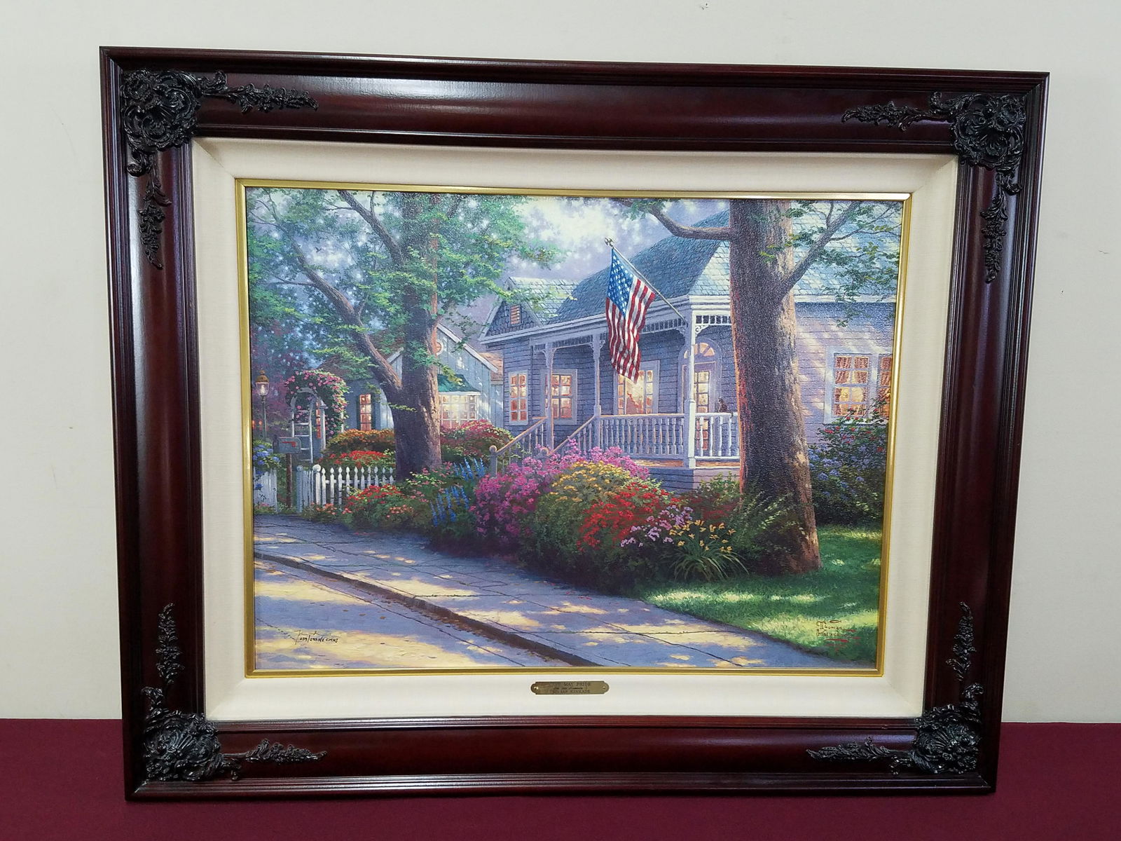 Thomas Kinkade "Cape May Pride" Print: Edition 259 / 295H / E CMNJ. H/E stands for highlighted edition. Overall with frame 26-1/4" high x 32" wide.