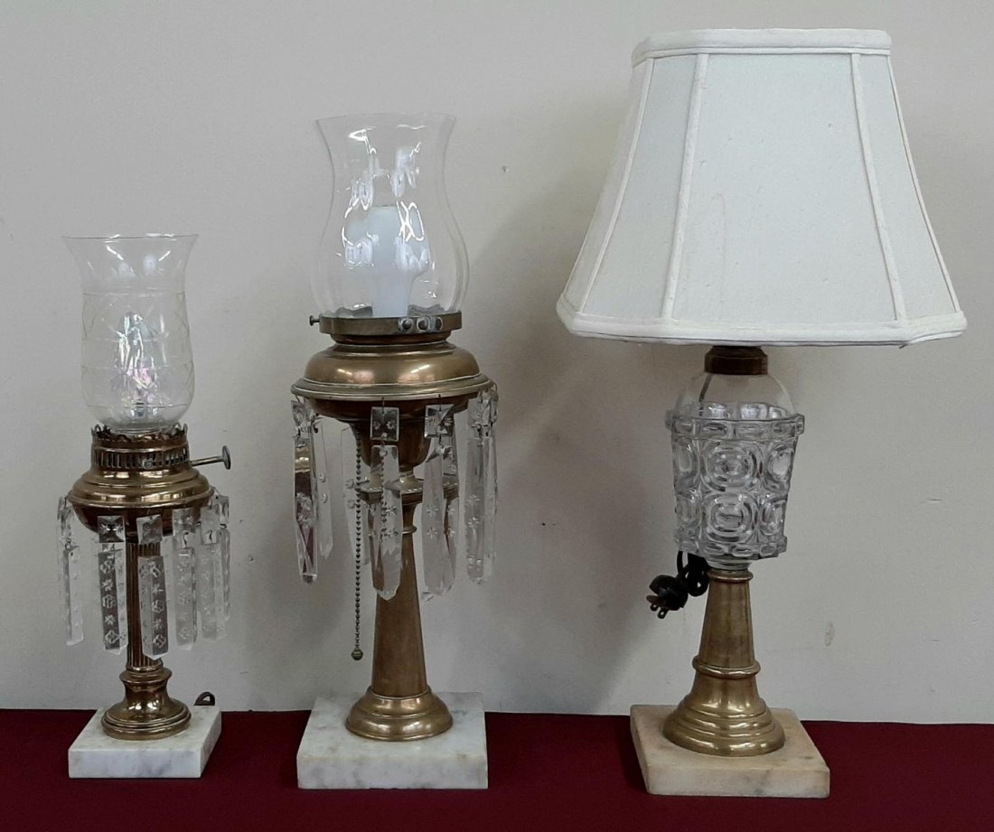 3 Marble Base Brass Lamps (1 of 4)