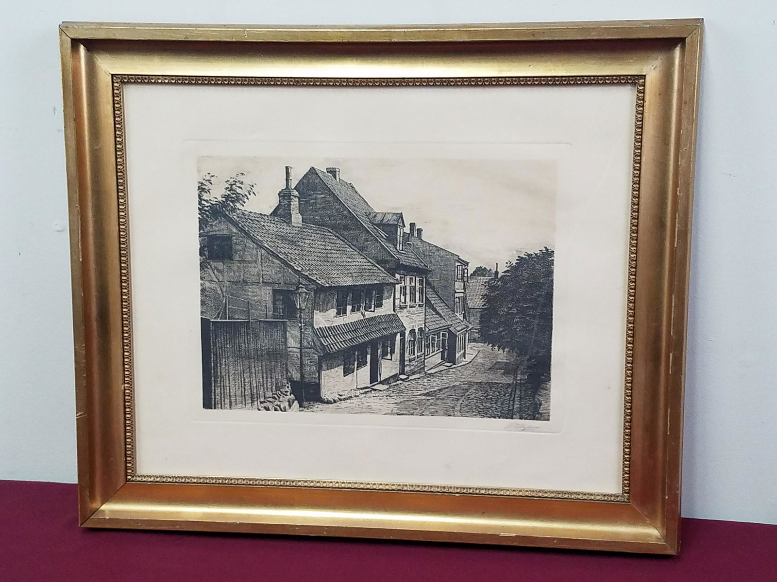 Signed Village Scene Print (1 of 3)