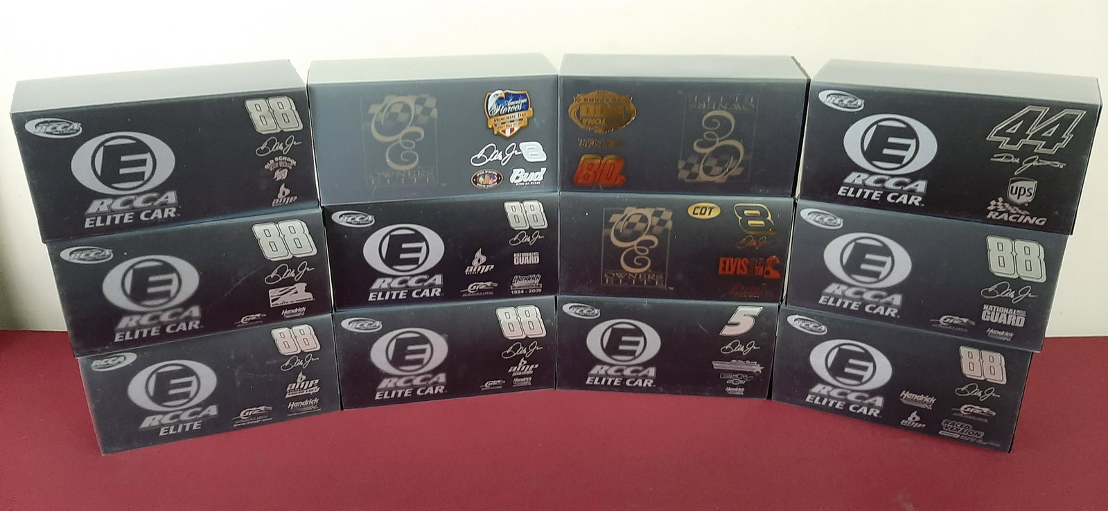 12 RCCA Elite Die Cast Cars: All 1:24 scale. Includes Dale Earnhardt Jr., Dale Jarret (autographed), and the Daytona 500 Owners Elite 50th Anniversary car.