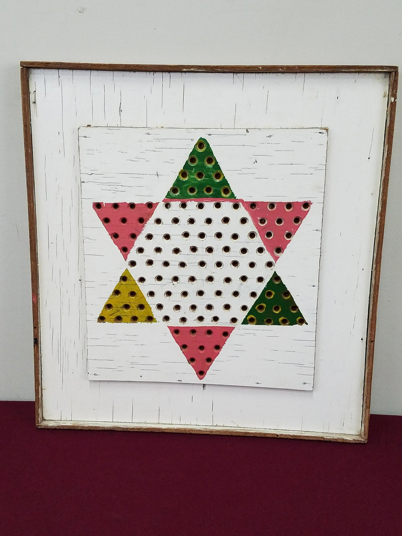 Vintage Game Board: Overall with frame 19-1/4" high x 17-3/4" wide.