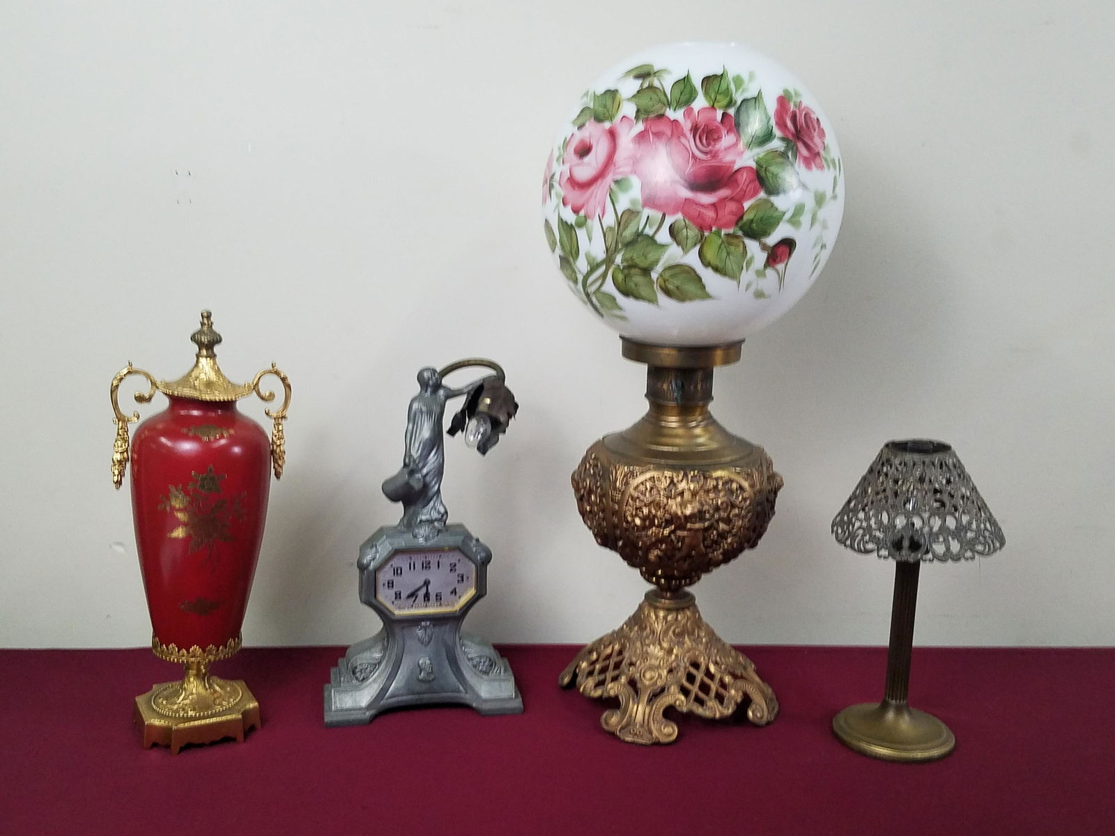 4 Pcs incl Ingraham Clock, Lamps and Urn (1 of 7)