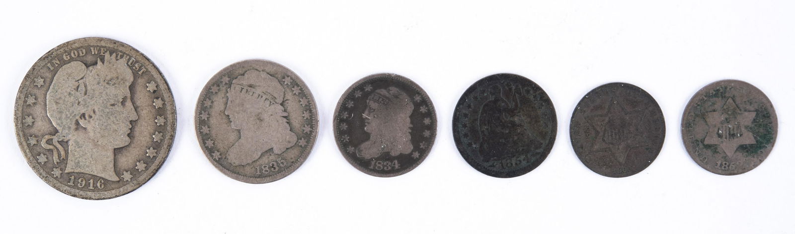 6 Coins incl 3 Cent Silver (1 of 2)
