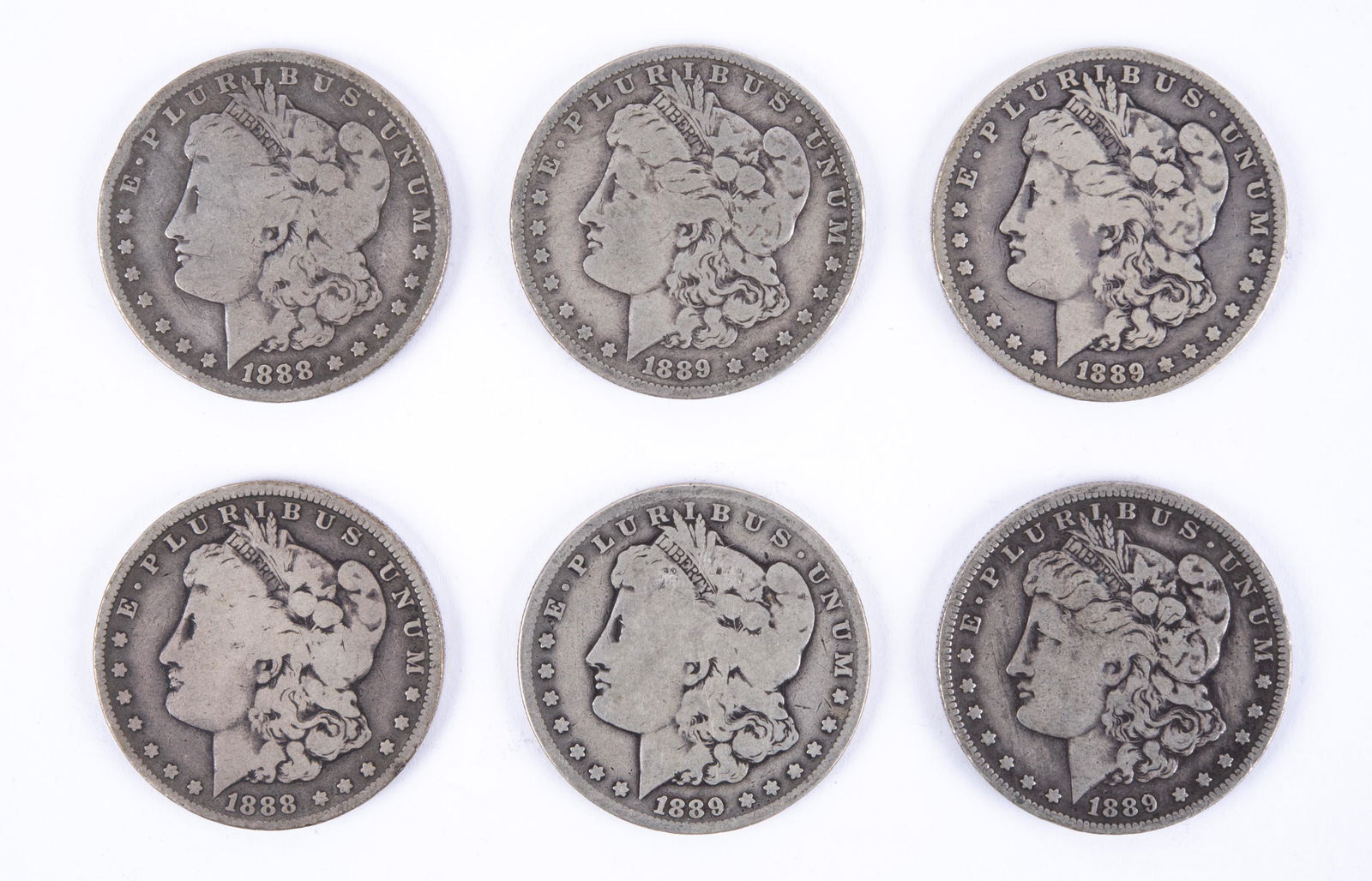6 U.S. Morgan Silver Dollars (1 of 2)