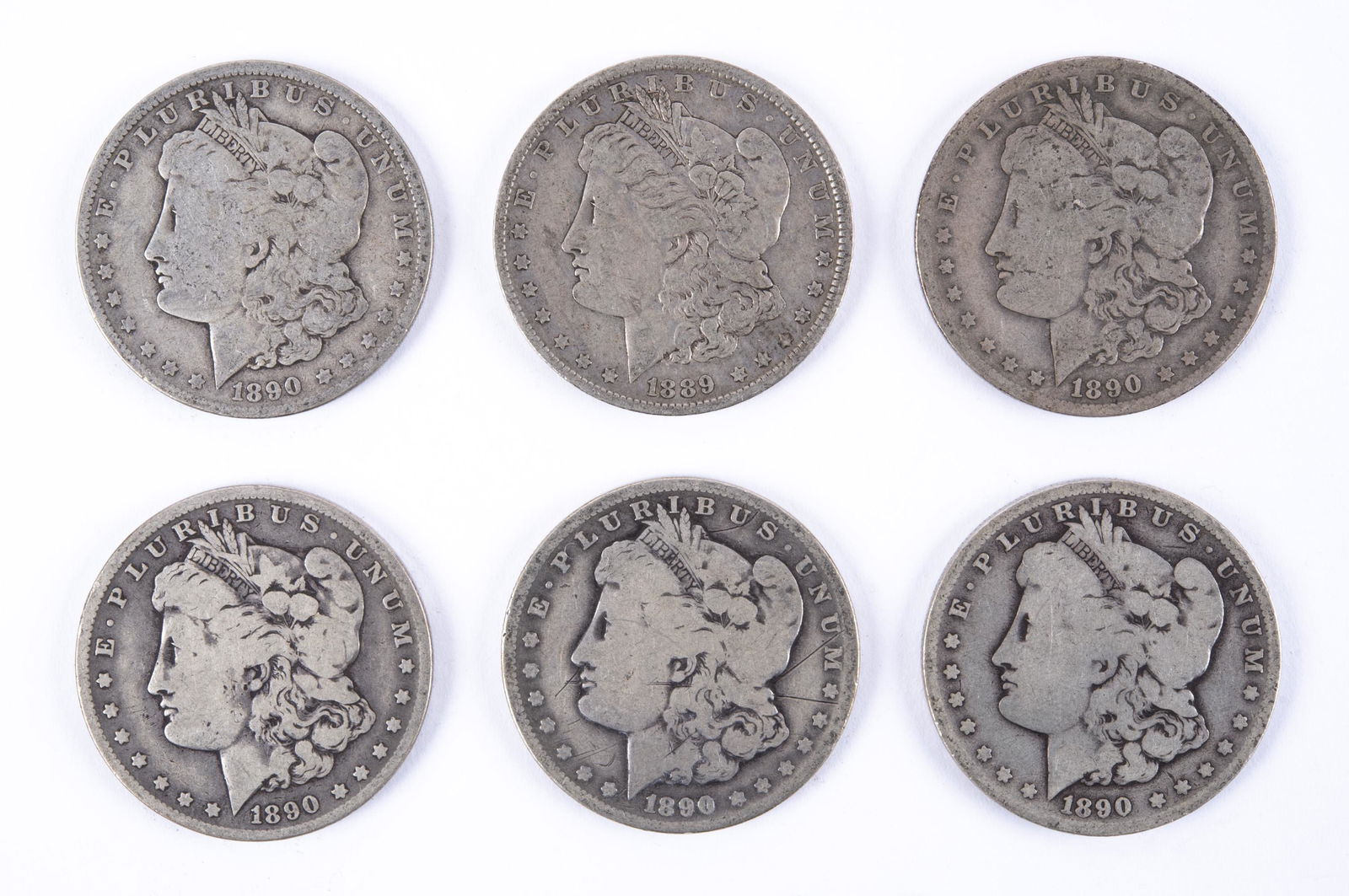 6 U.S. Morgan Silver Dollars (1 of 2)