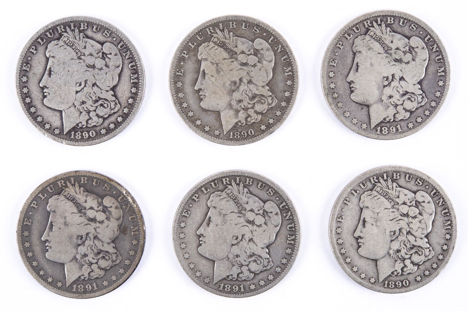 6 U.S. Morgan Silver Dollars (1 of 2)