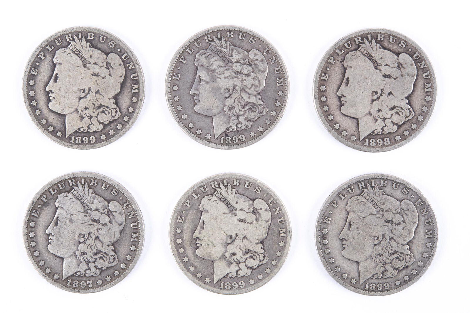 6 U.S. Morgan Silver Dollars (1 of 2)