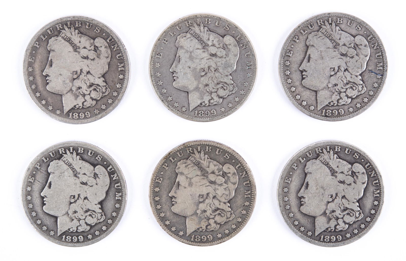 6 U.S. Morgan Silver Dollars (1 of 2)