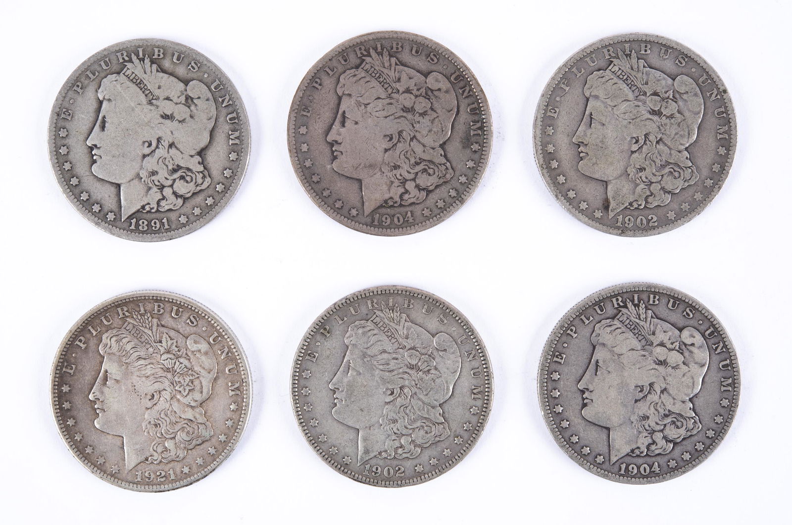 6 U.S. Morgan Silver Dollars (1 of 2)