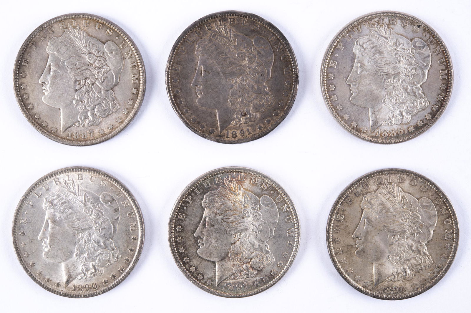 6 U.S. Morgan Silver Dollars (1 of 2)