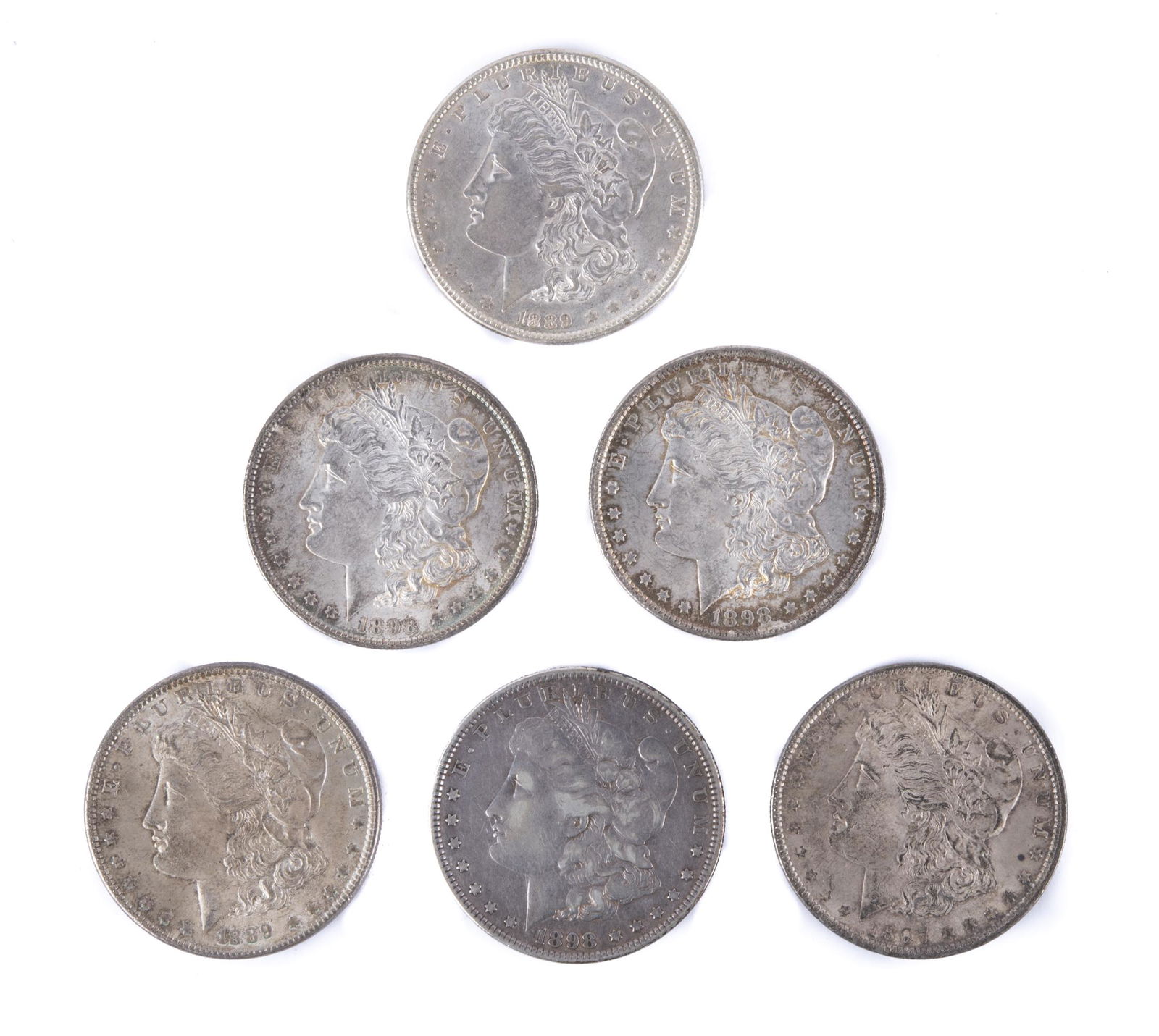 6 U.S. Morgan Silver Dollars (1 of 2)