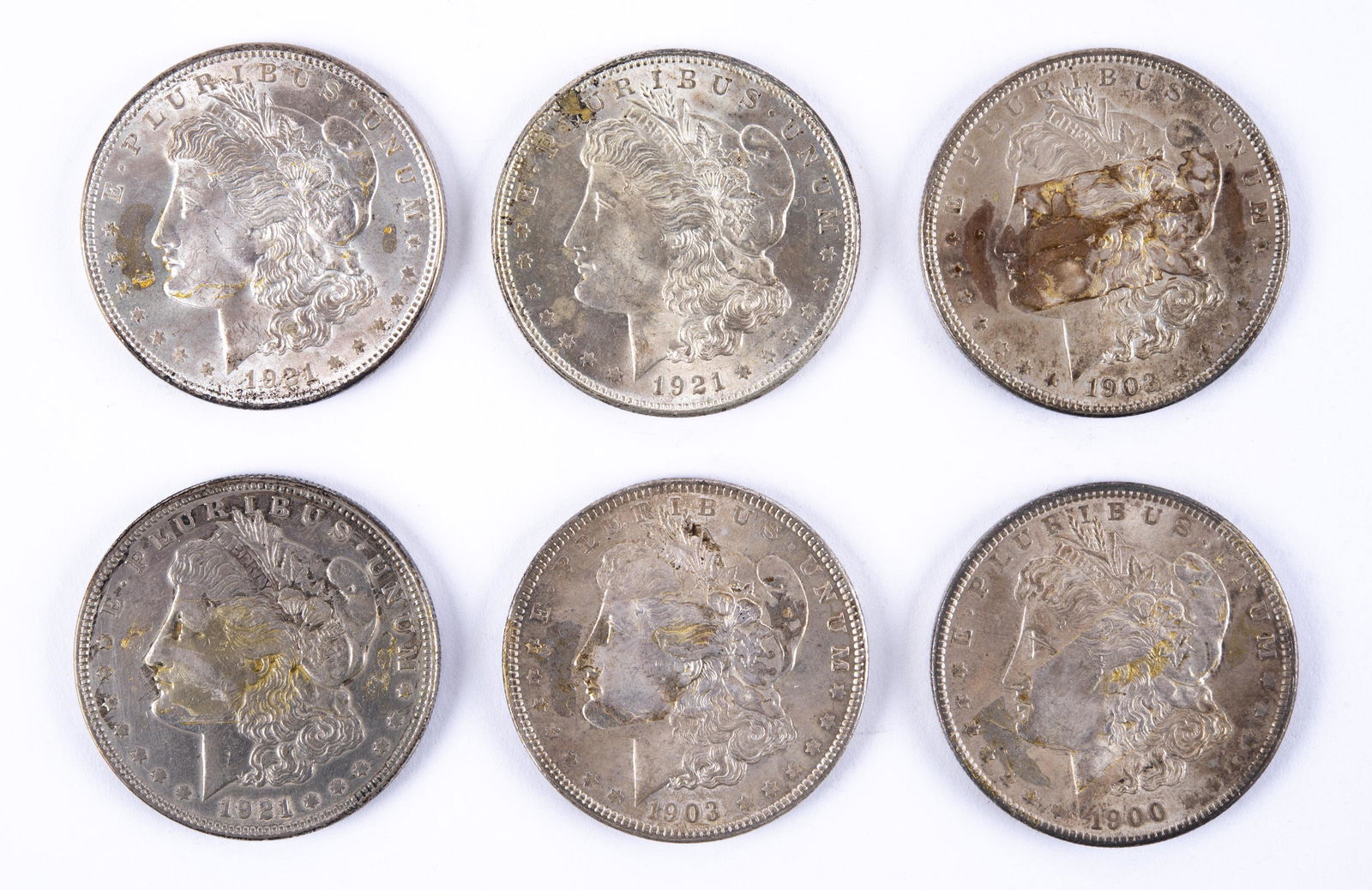 6 U.S. Morgan Silver Dollars (1 of 2)