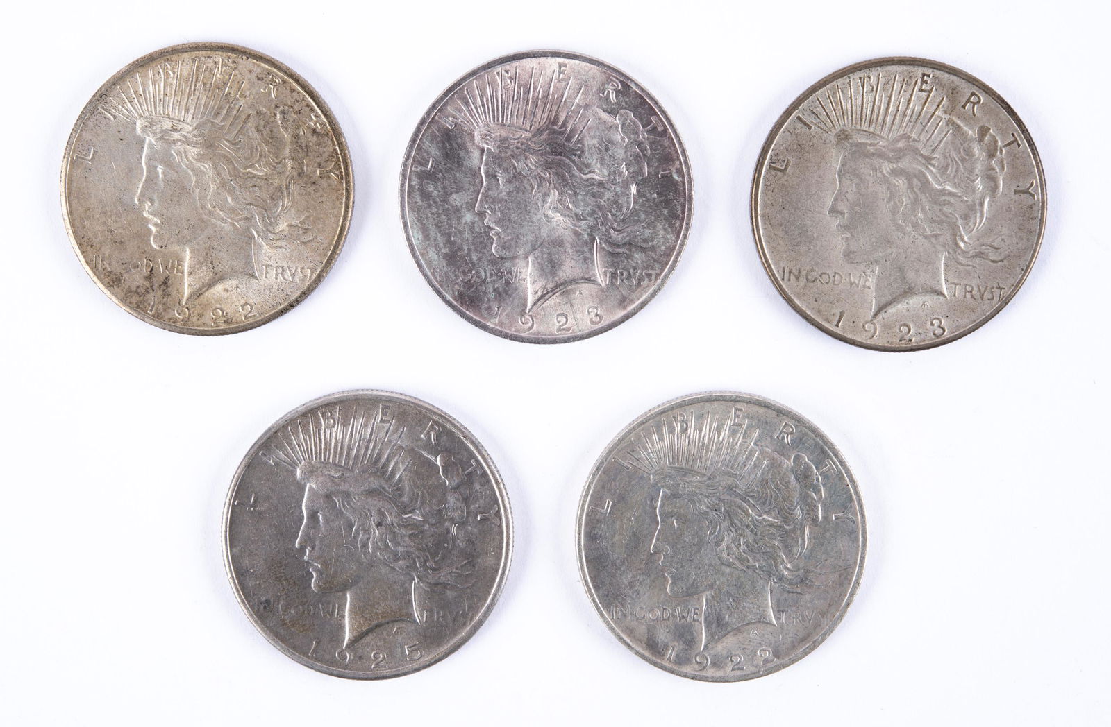 5 Peace Silver Dollars (1 of 2)