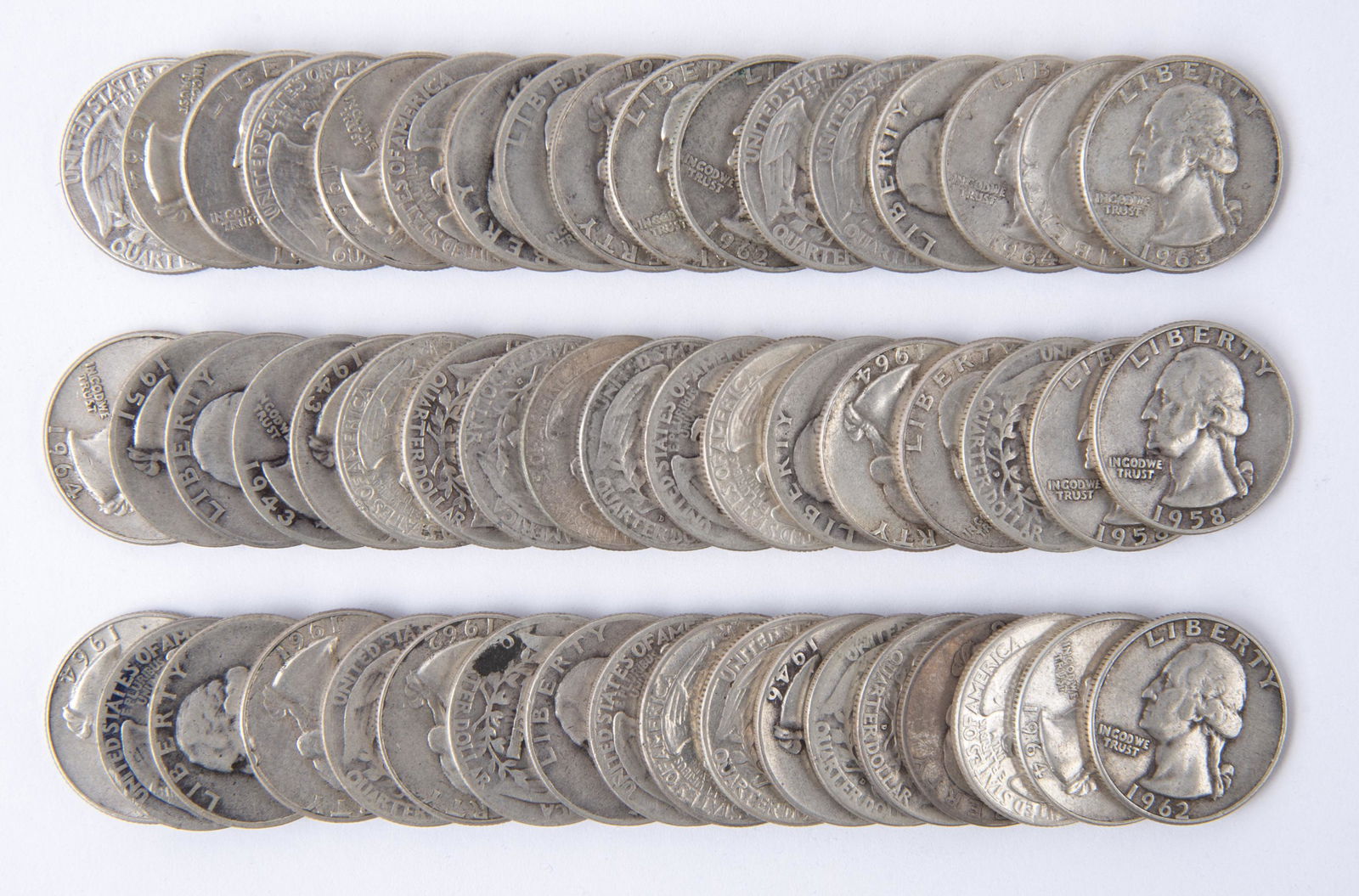 53 U. S. Silver Washington Quarters (1 of 2)