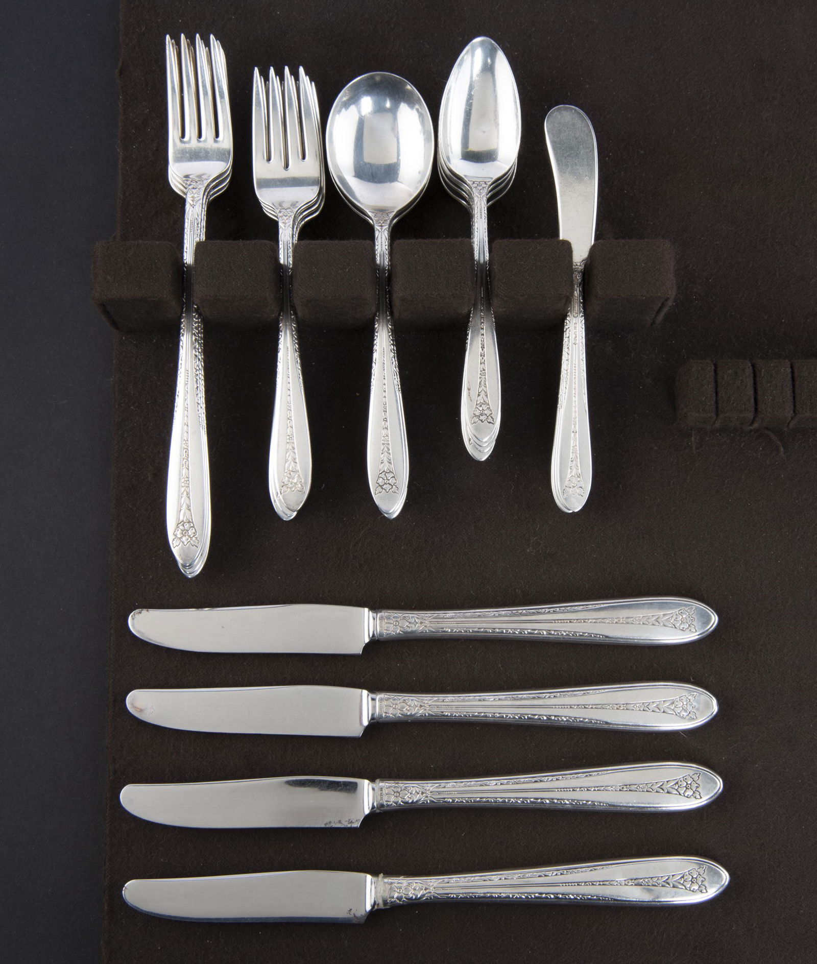 26 Pcs National Margaret Rose Sterling Flatware (1 of 4)