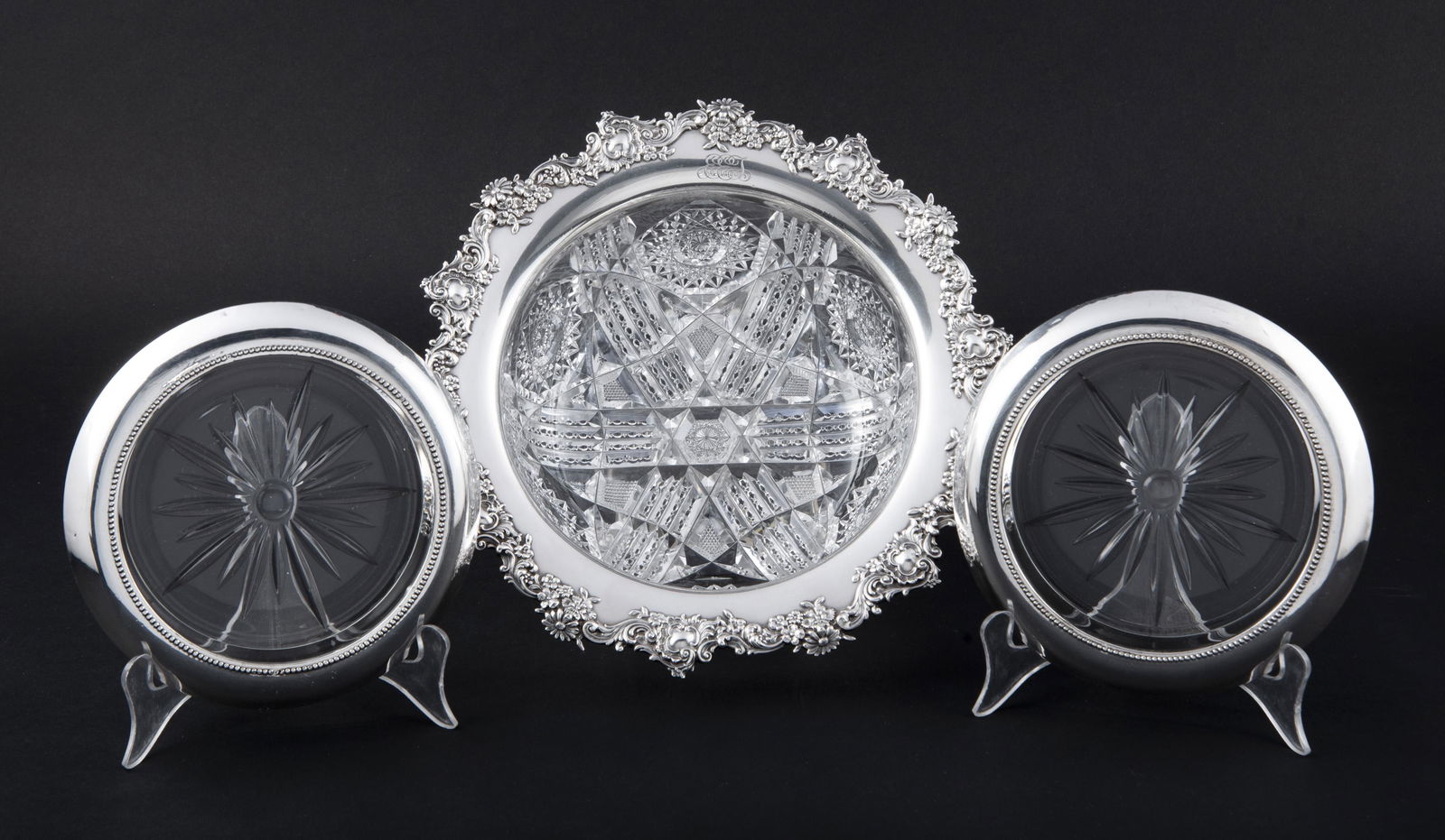 3 Sterling Rimmed Glass Dishes Incl ABP (1 of 5)