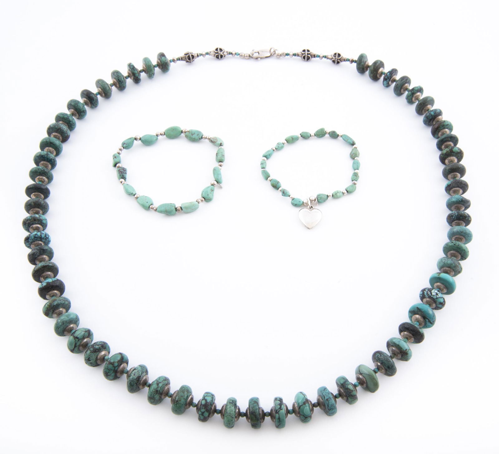 Turquoise & Silver Necklace & 2 Bracelets (1 of 1)