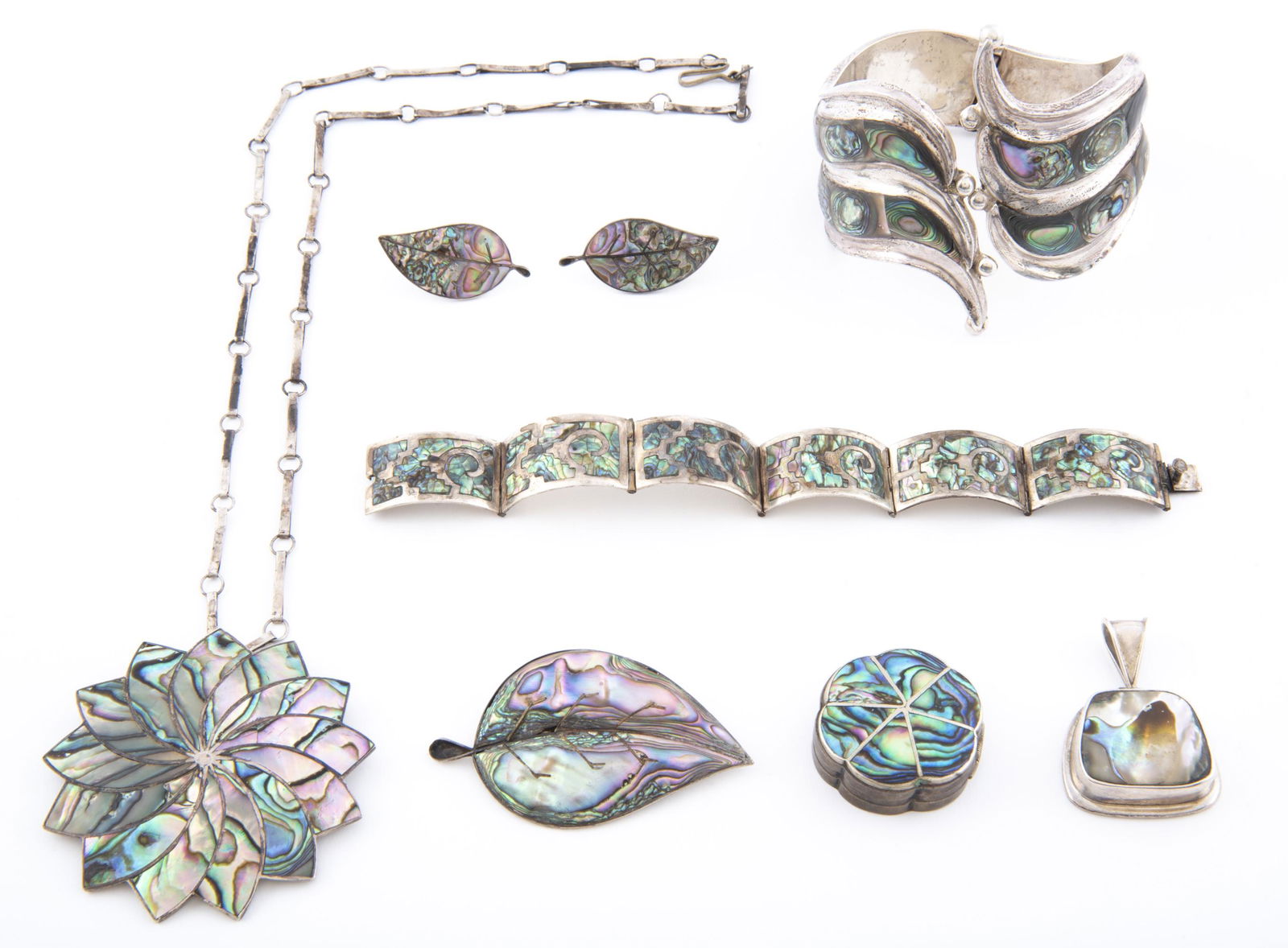 7 Pcs Sterling & Abalone Mexican Jewelry (1 of 2)