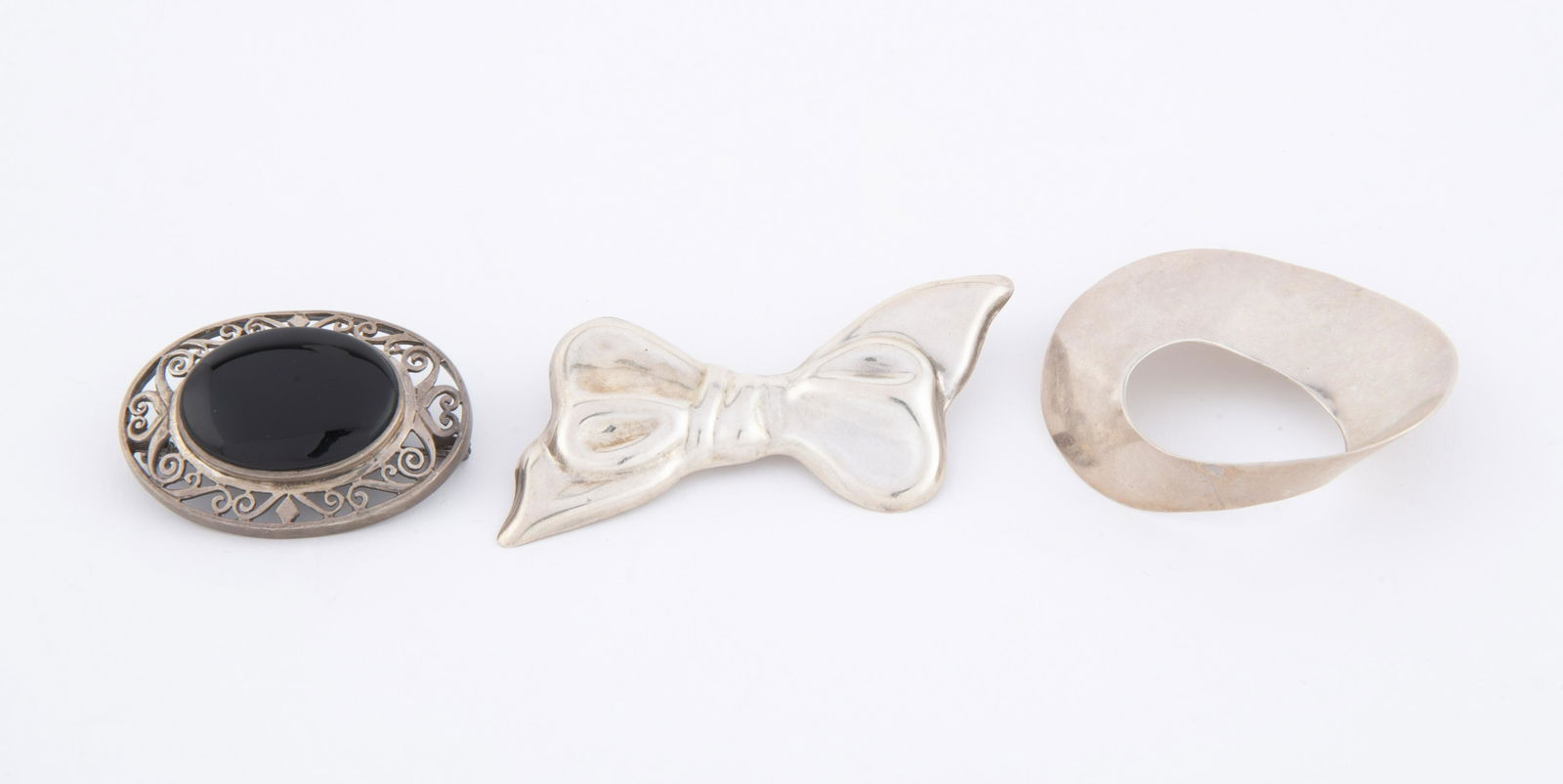 3 Sterling Brooches Incl Onyx (1 of 1)