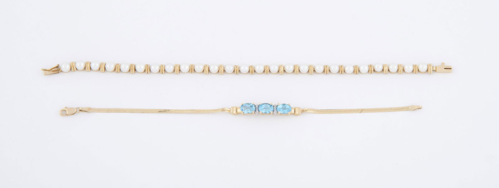 14K Pearl & Blue Topaz Bracelets (1 of 2)
