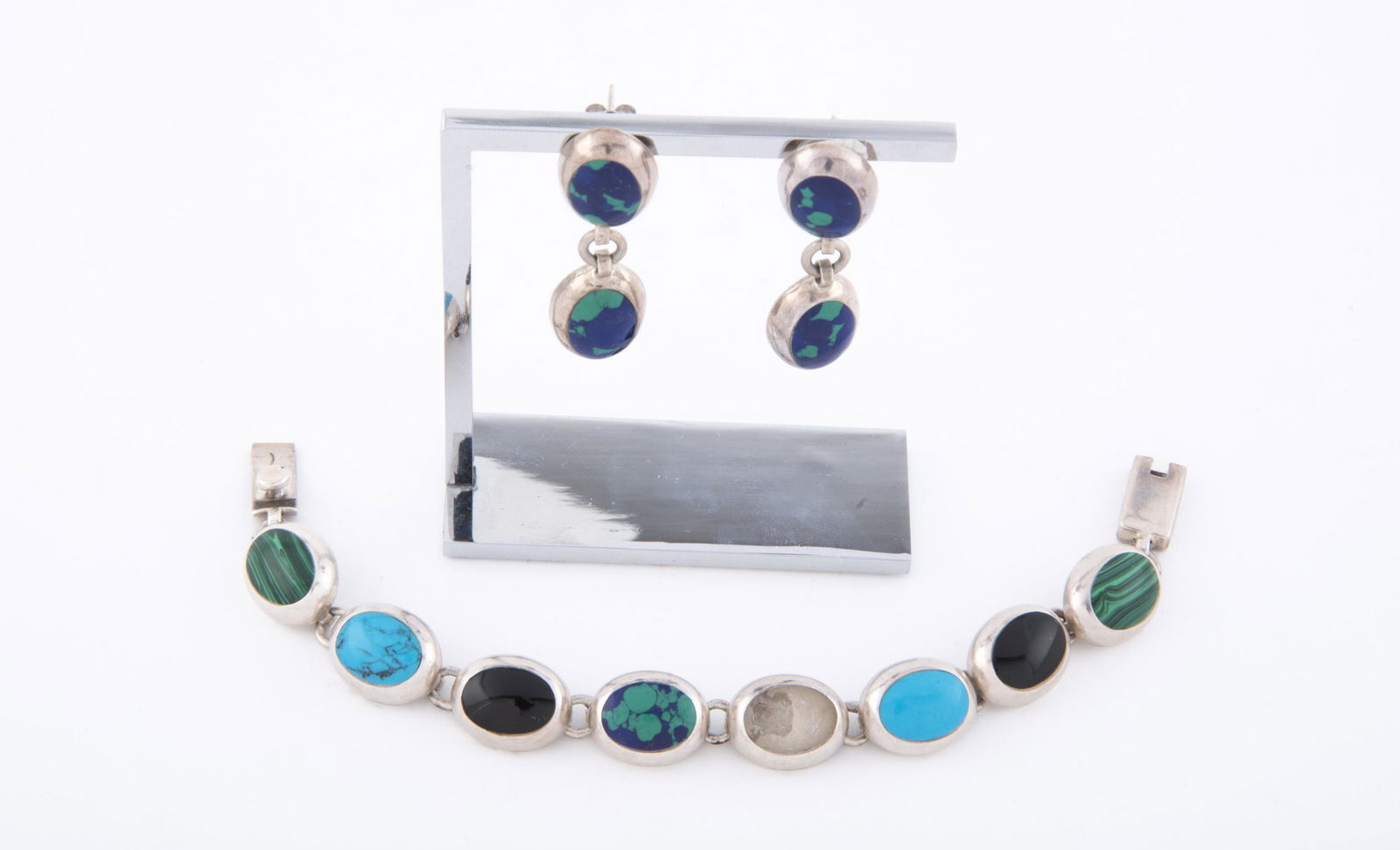 Sterling Hardstone Bracelet & Earrings (1 of 2)