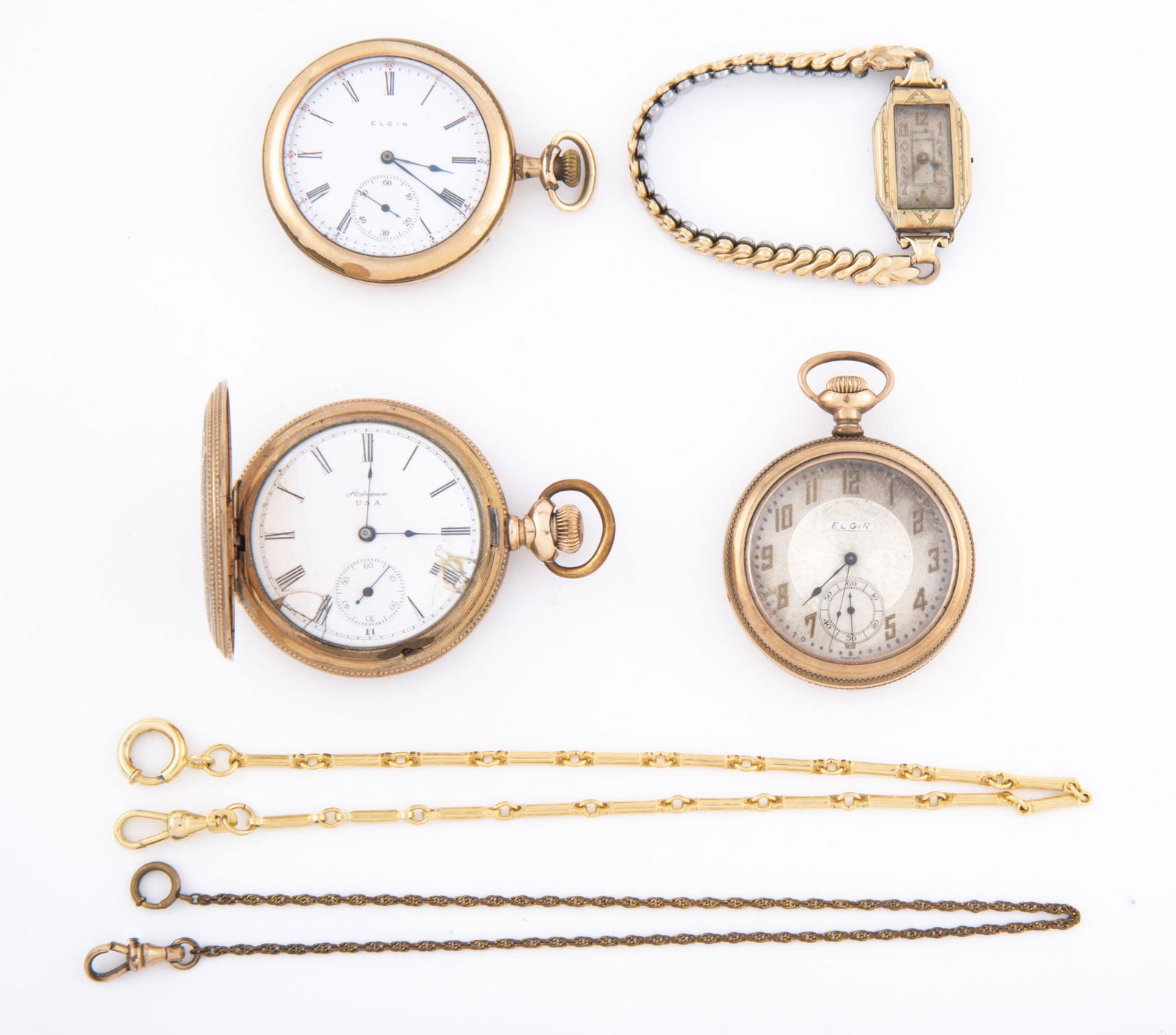 3 Pocketwatches Incl Elgin and Watch Chains (1 of 3)