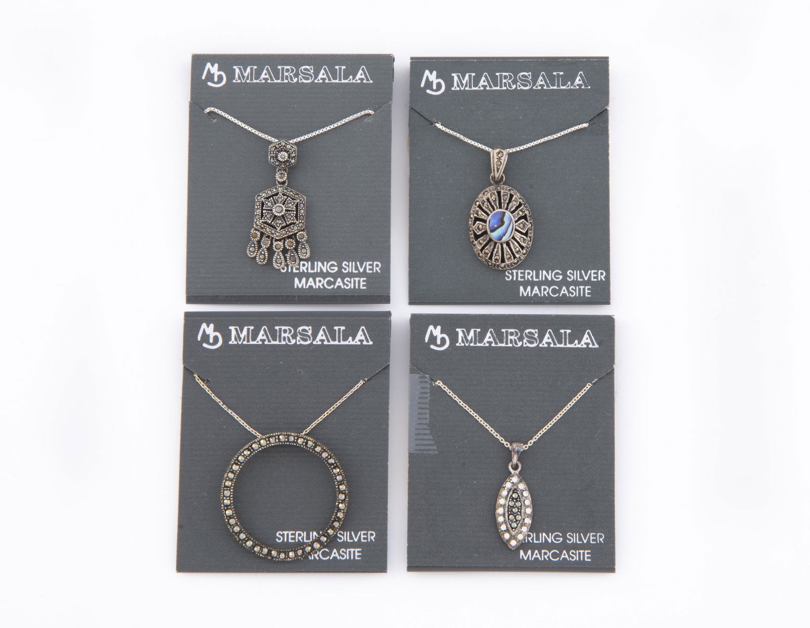 4 Sterling & Marcasite Pendant Necklaces (1 of 2)