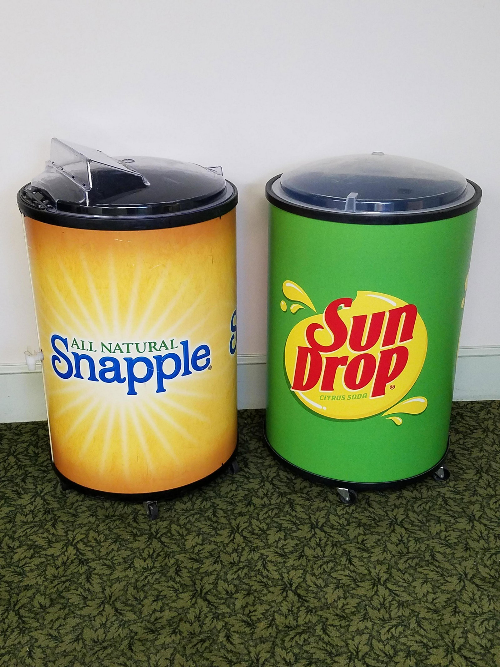 Snapple and Sun Drop Coolers: 23" wide X 39 1/2" high.