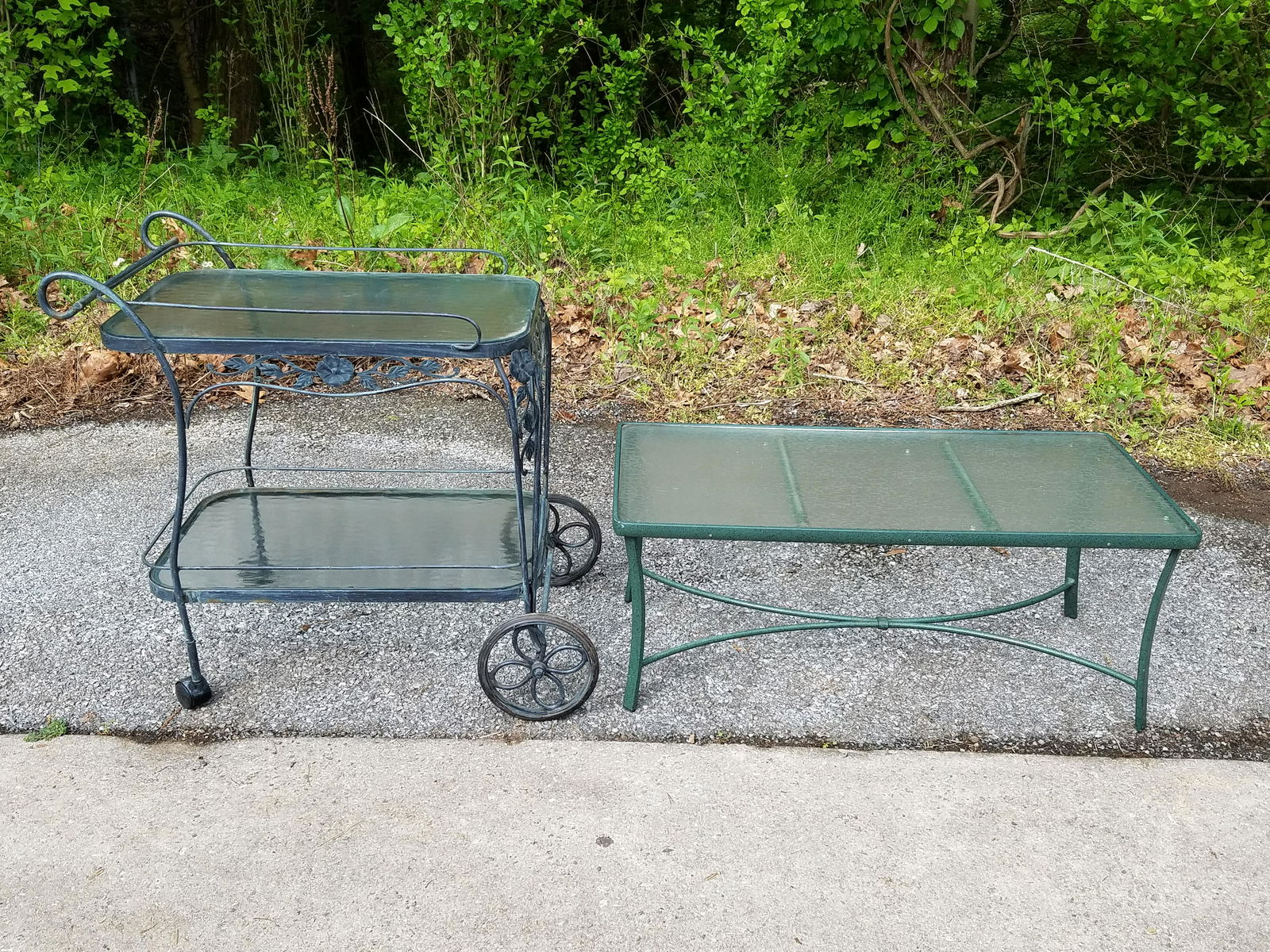 Metal and Glass Tea Cart with Outdoor Coffee Table (1 of 1)