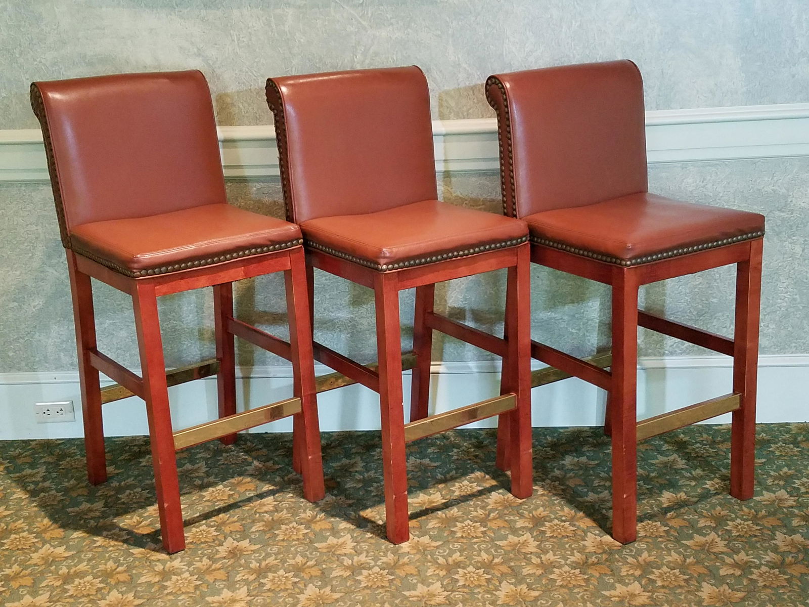 Set of Three High Back Bar Stools (1 of 1)