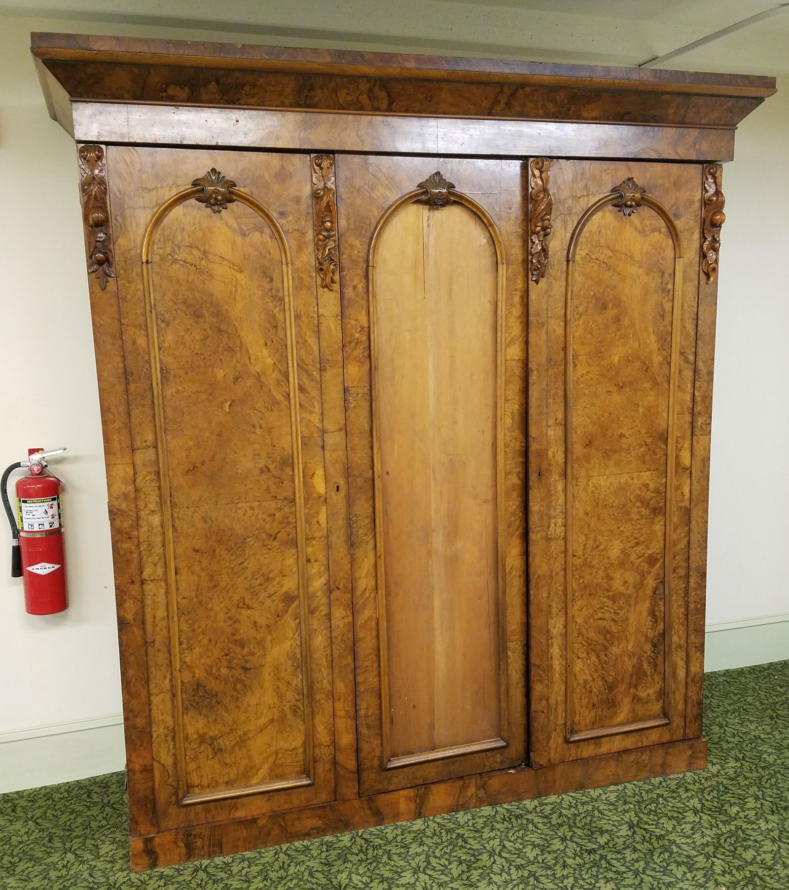 Antique Burl Wood Knockdown Wardrobe (1 of 3)