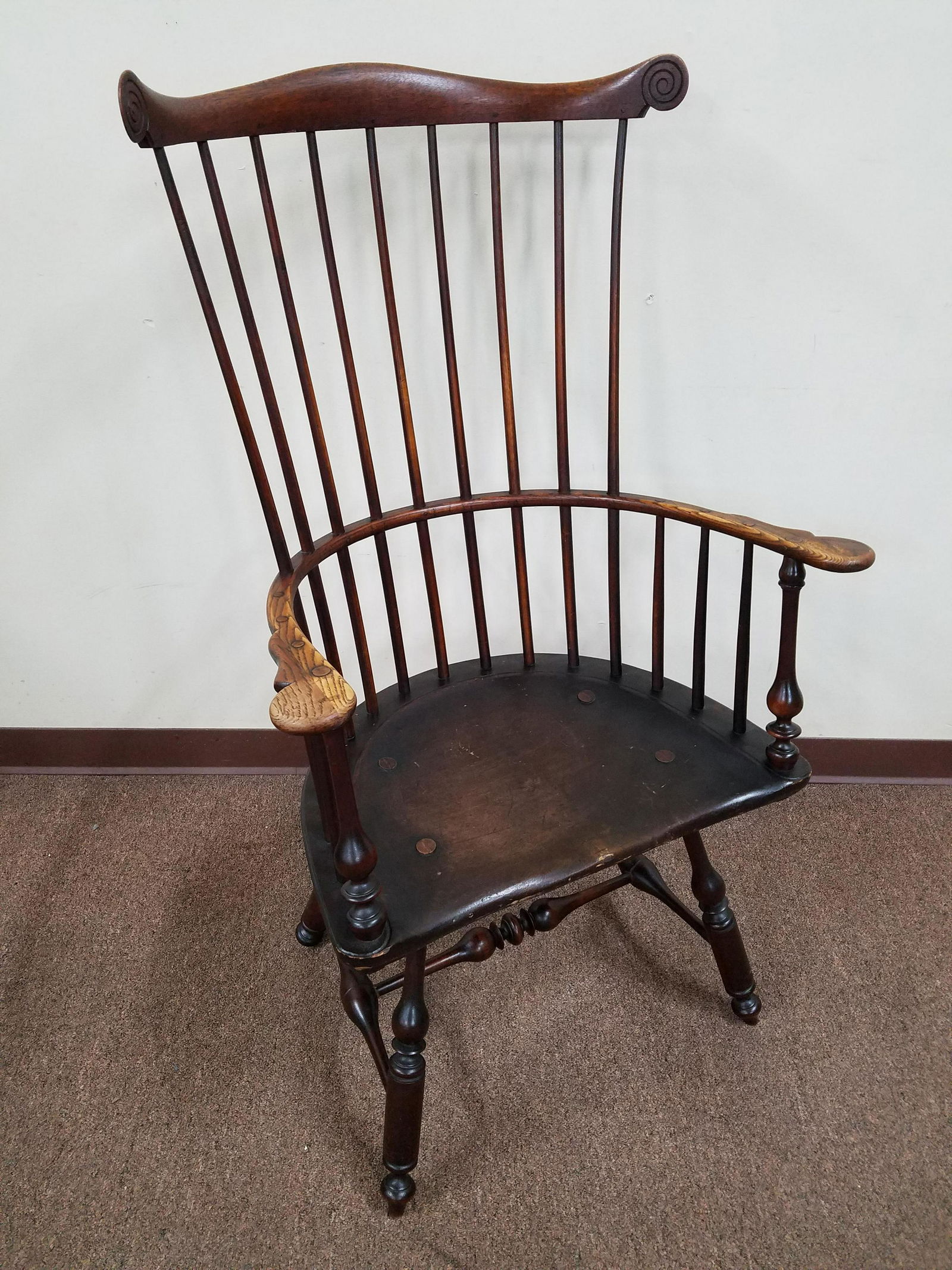 Windsor Chair: 27" wide X 17" deep X 45" high.