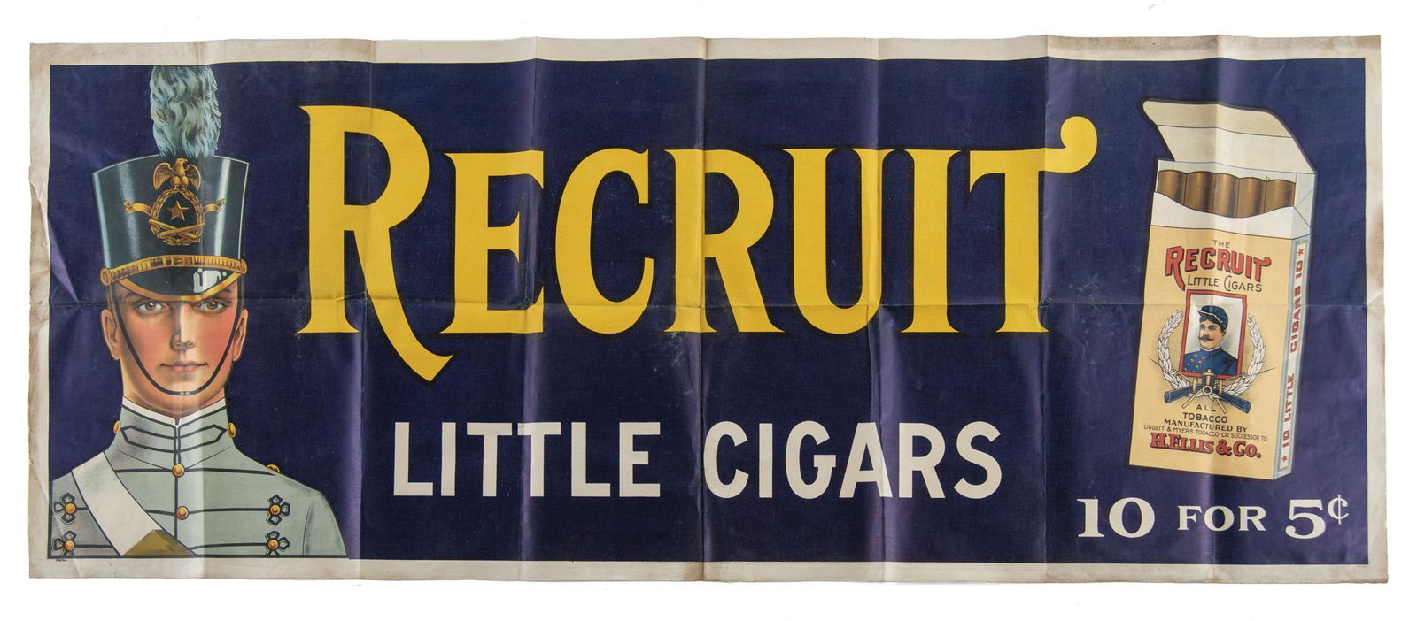 Recruit Little Cigars Canvas Advertising Sign (1 of 2)
