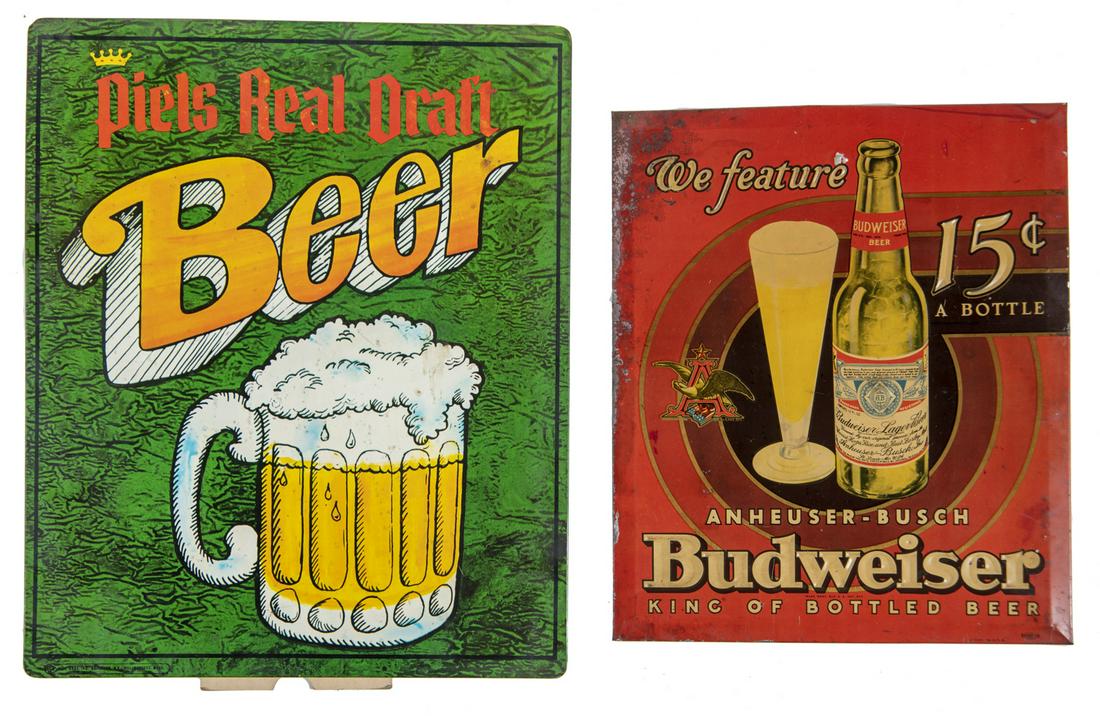 2 Tin Litho Beer Advertising Signs (1 of 2)