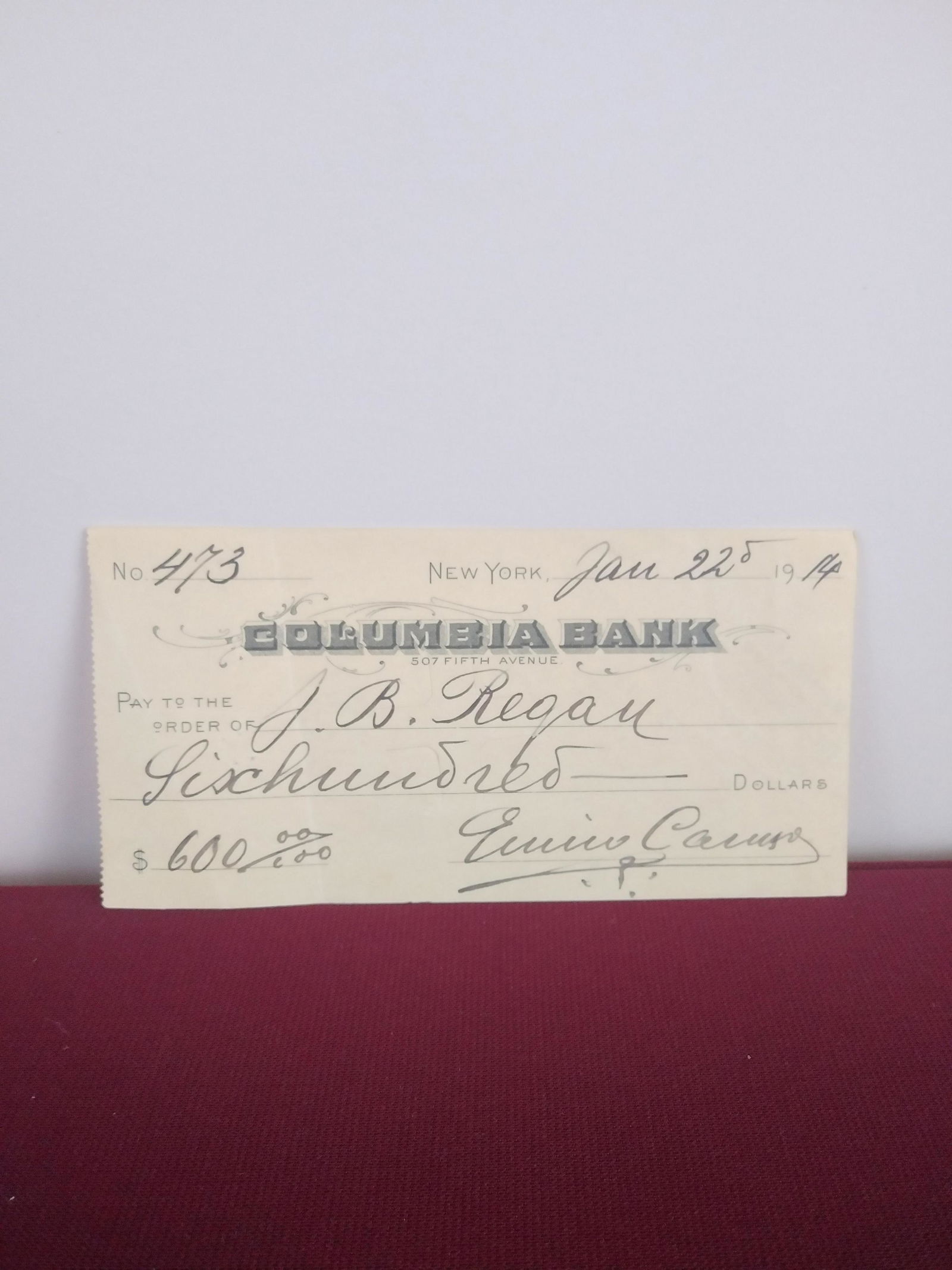 Enrico Caruso Autographed Bank Check (1 of 2)
